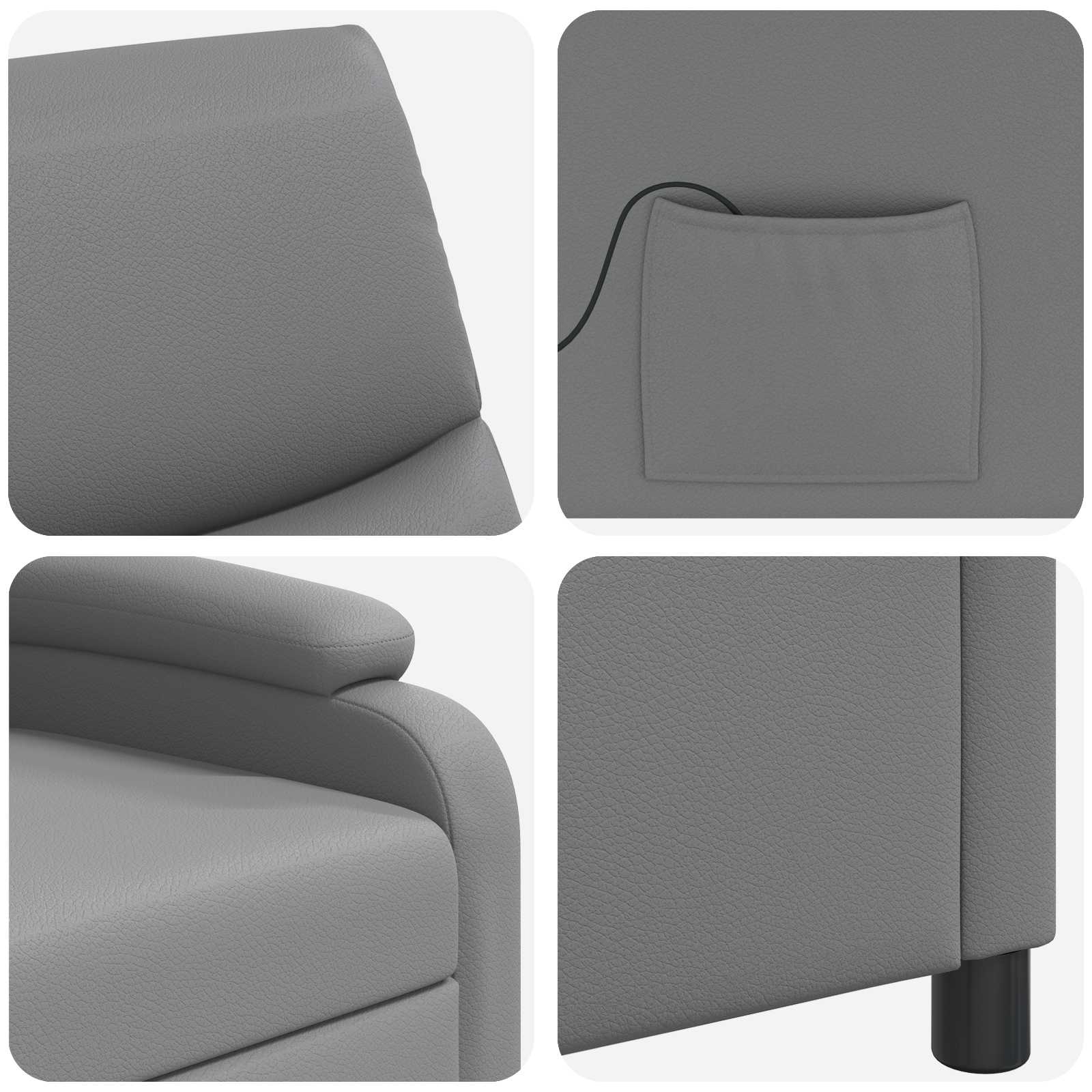 Massage Recliner Grijs Kunstleer