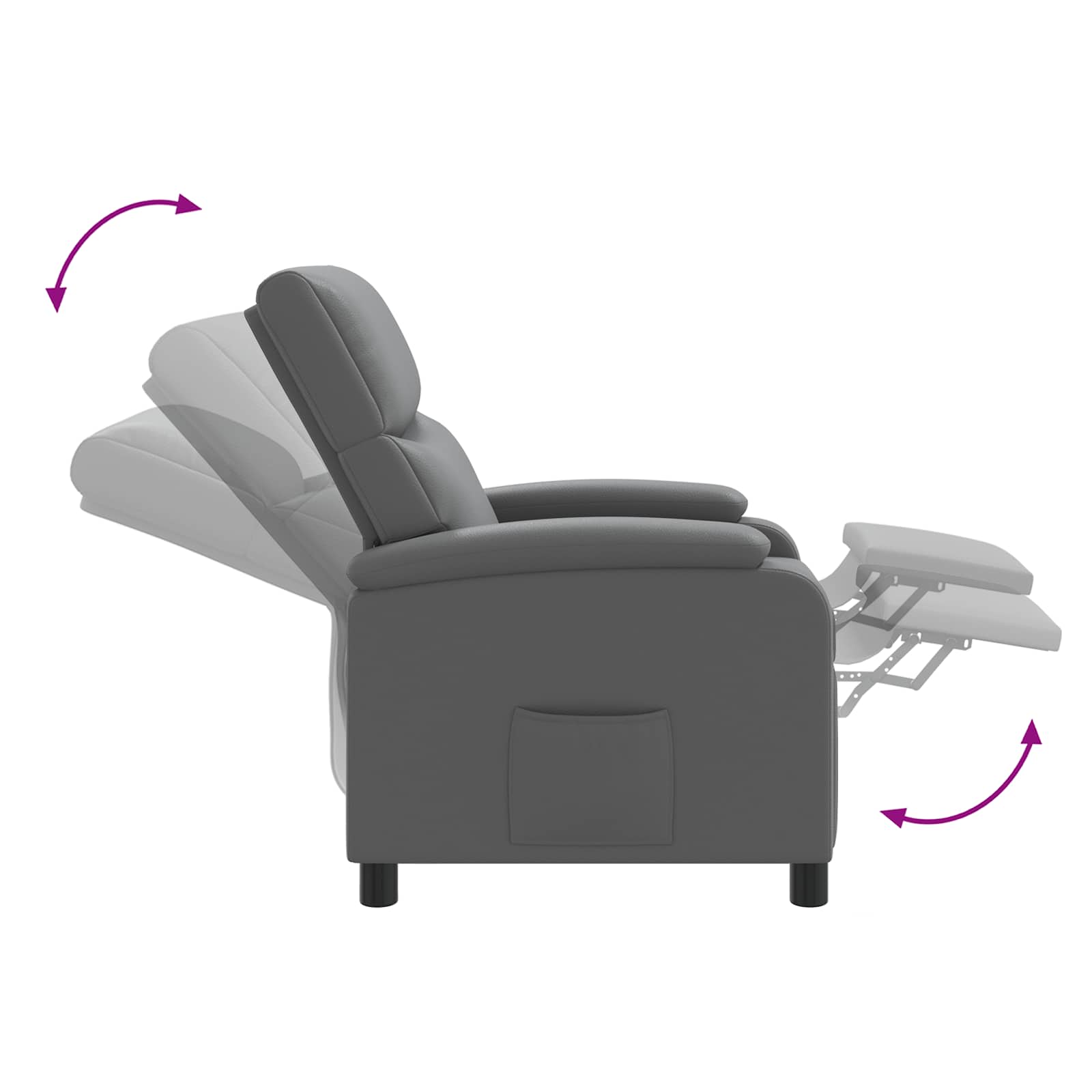 Massage Recliner Grijs Kunstleer