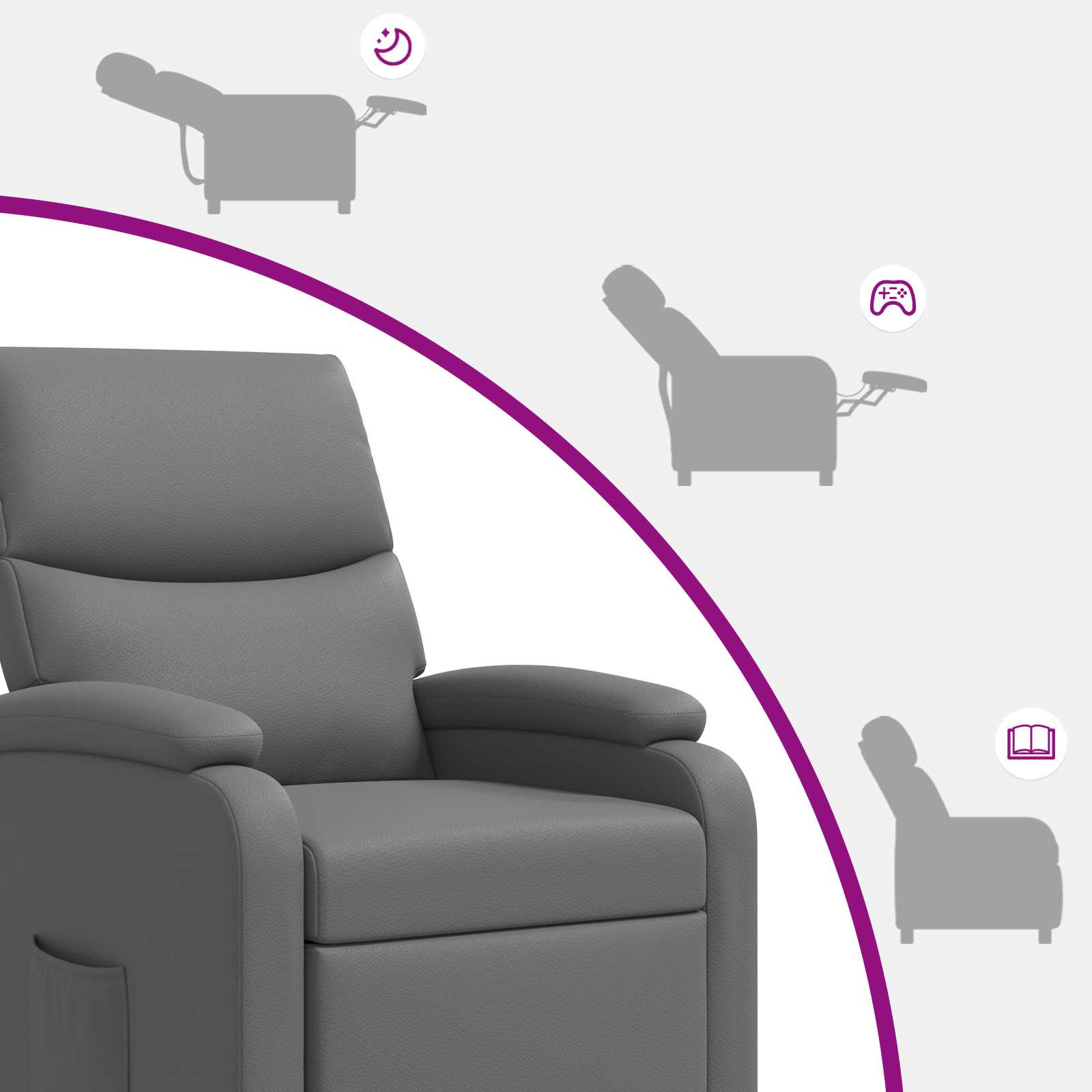 Massage Recliner Grijs Kunstleer