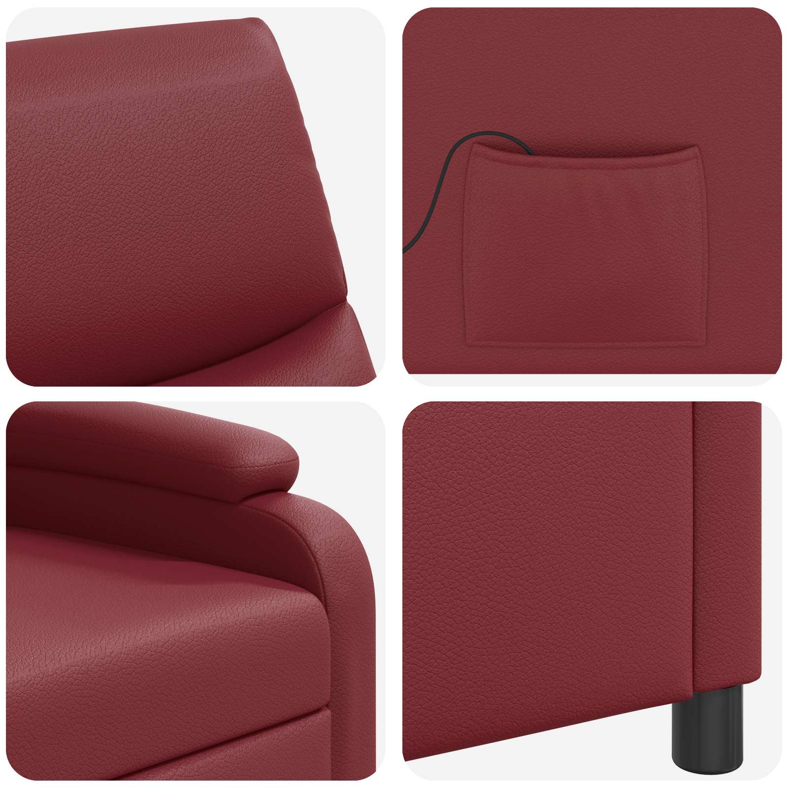 Massage Recliner Wijnrood Kunstleer