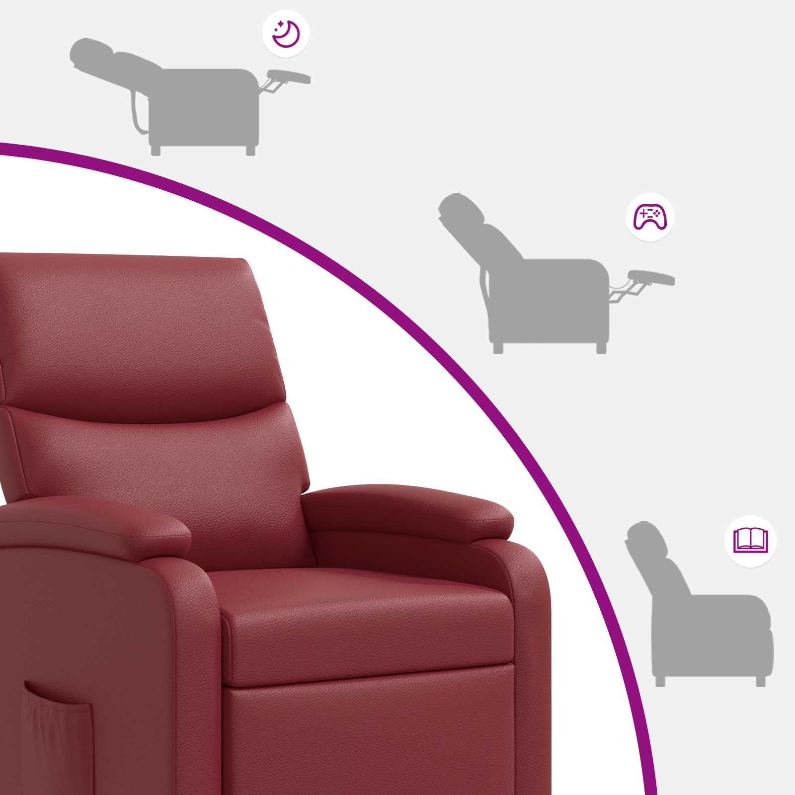 Massage Recliner Wijnrood Kunstleer
