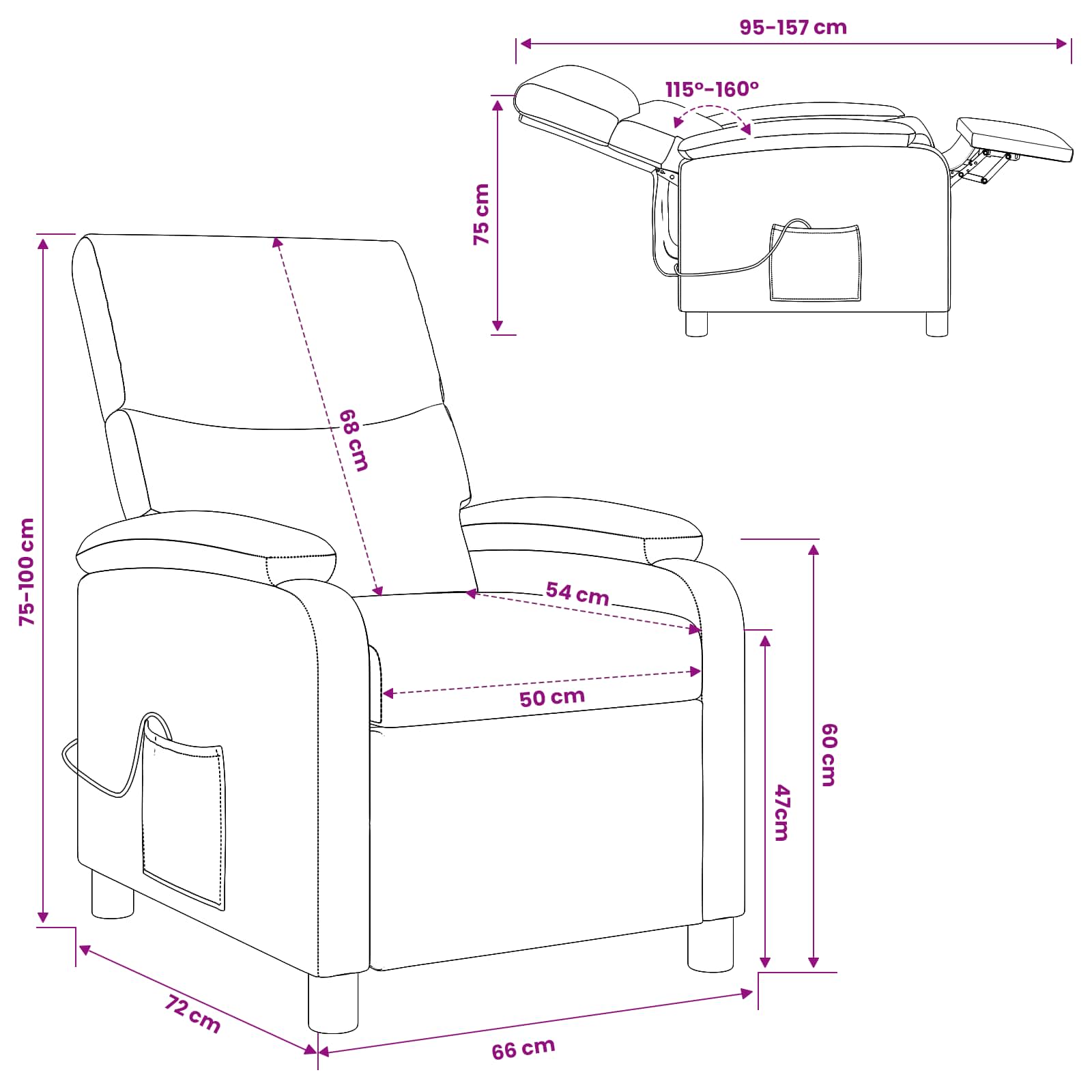 Massage Recliner Wijnrood Kunstleer
