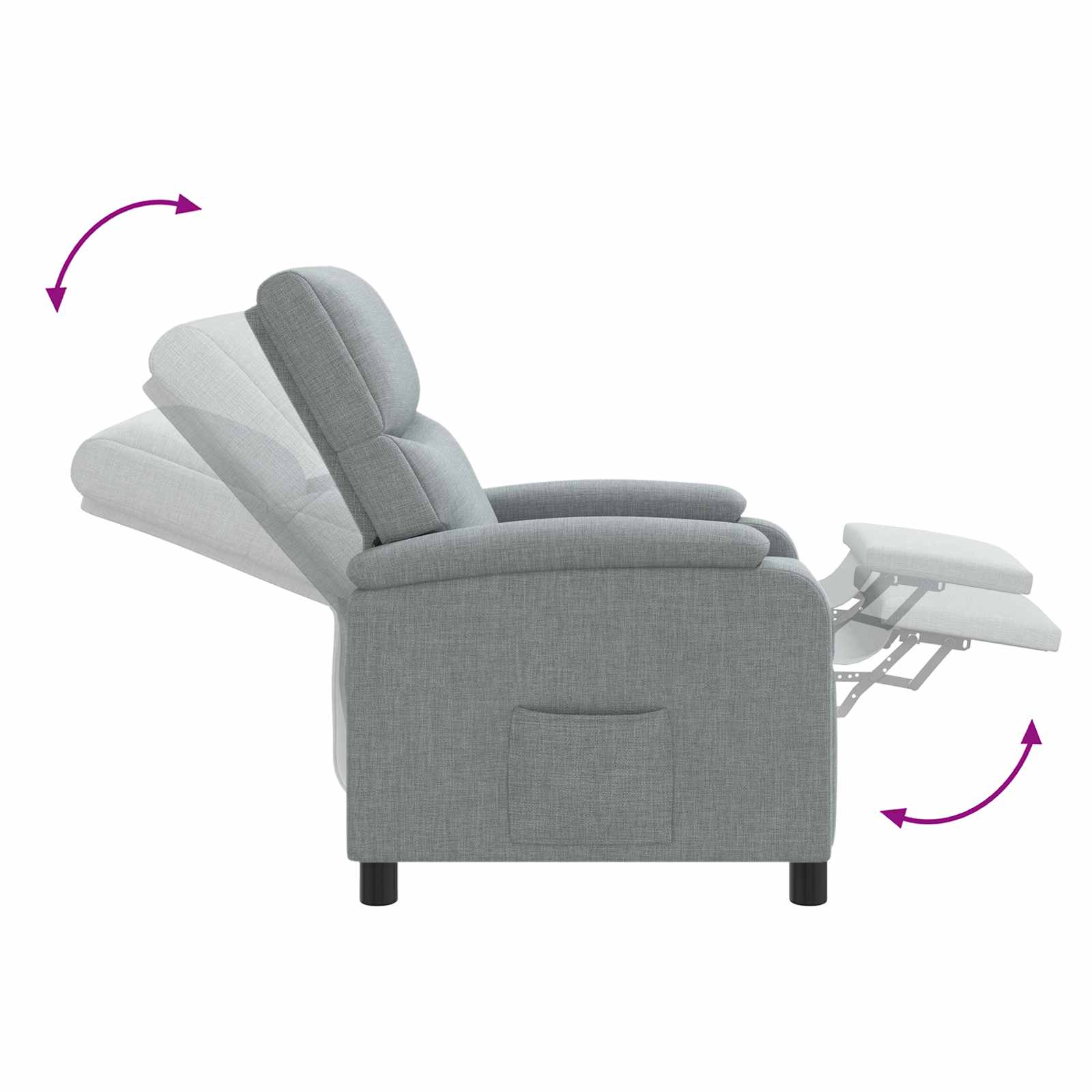 Massage Recliner Lichtgrijs Stof