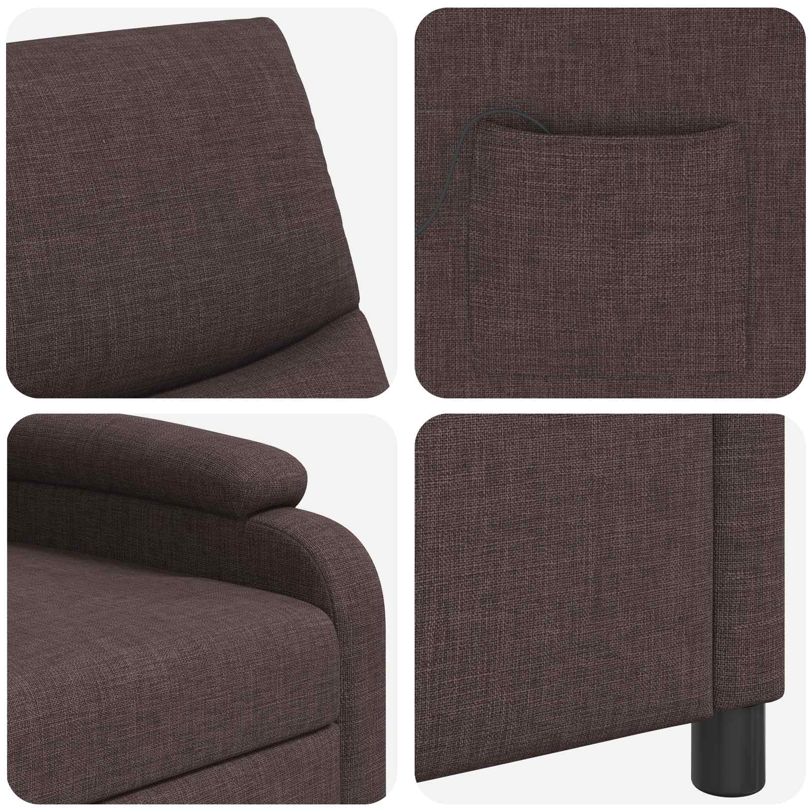 Massage Recliner Donkerbruin Stof