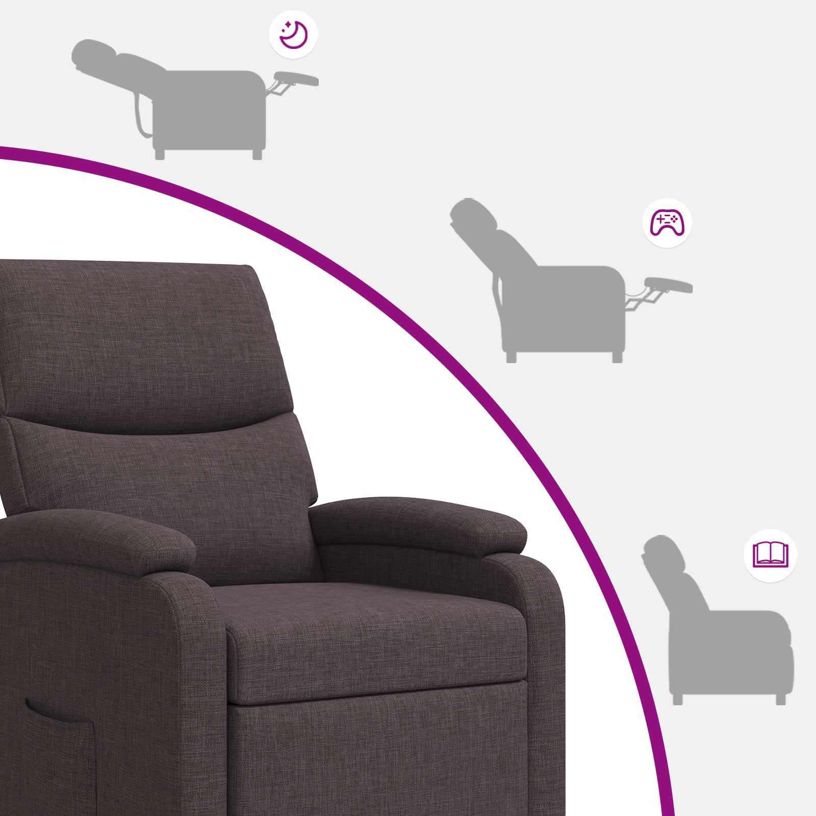 Massage Recliner Donkerbruin Stof