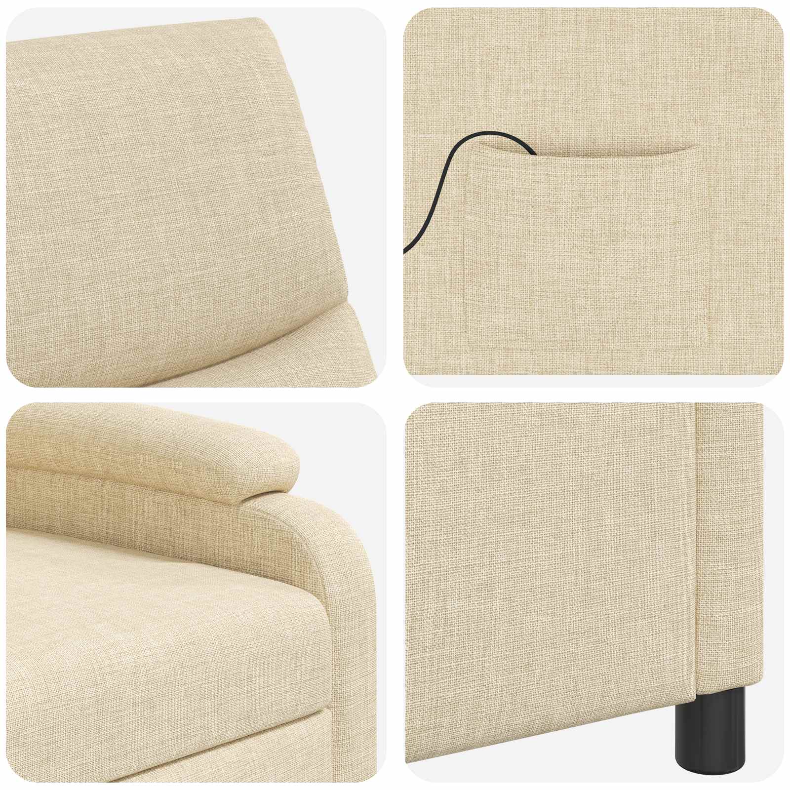 Massage Recliner Crèmekleurig Stof