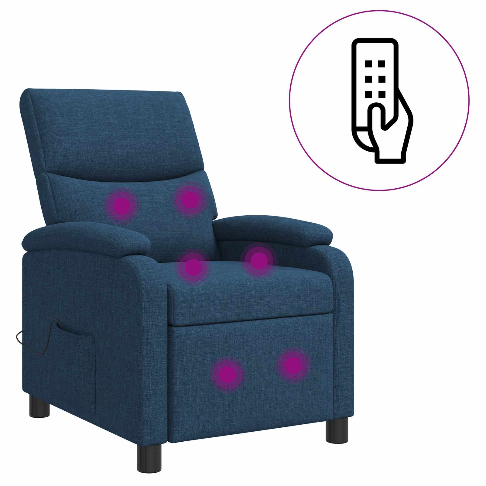 Massage Recliner Blauw Stof