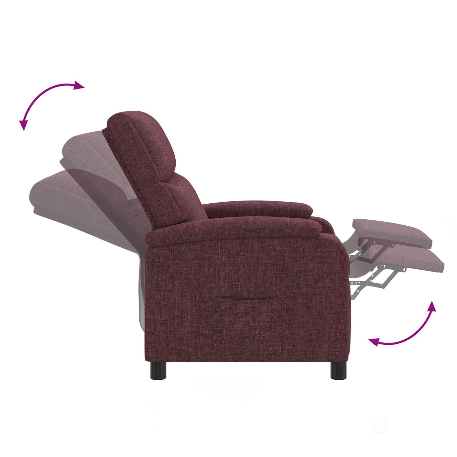 Massage Recliner Paars Stof