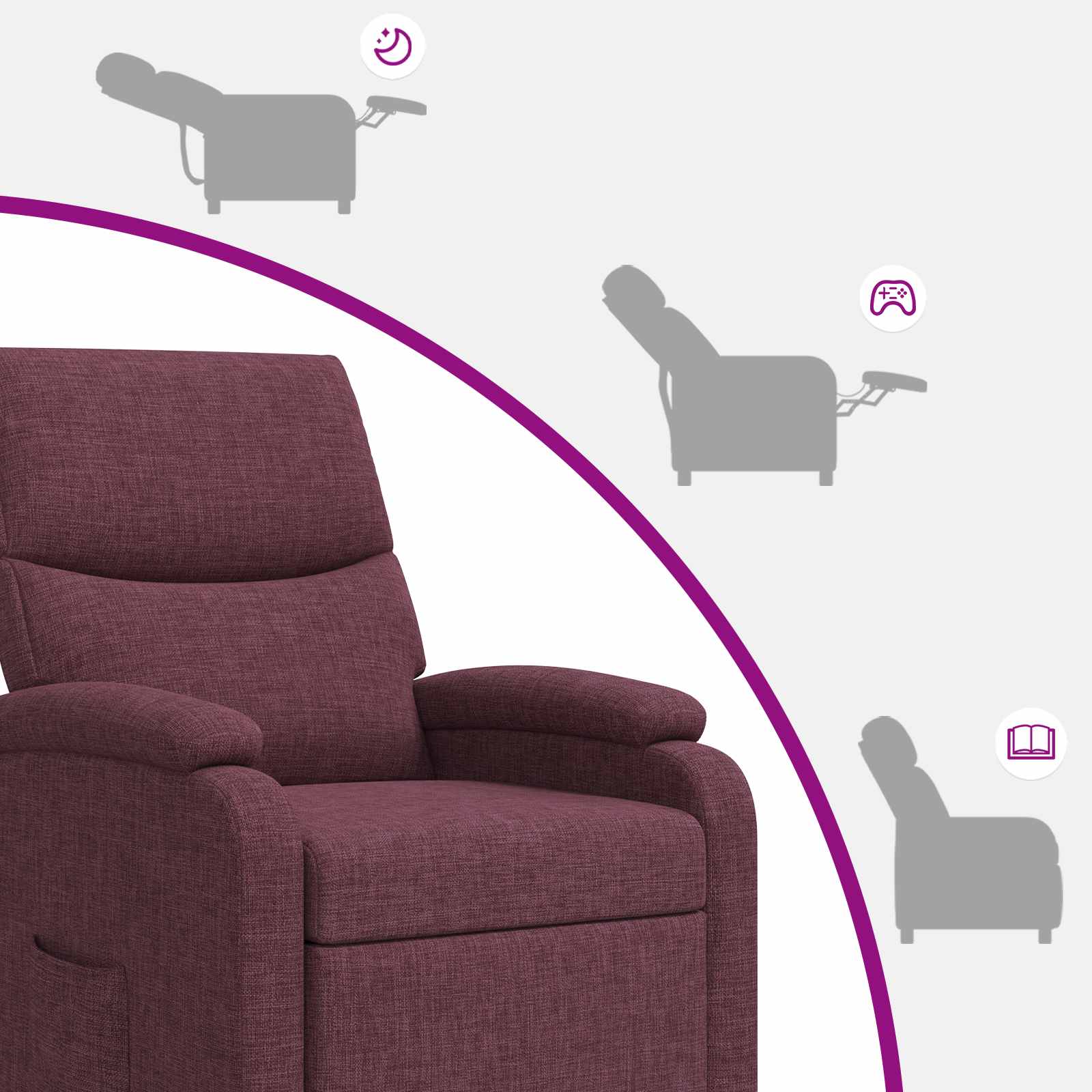 Massage Recliner Paars Stof