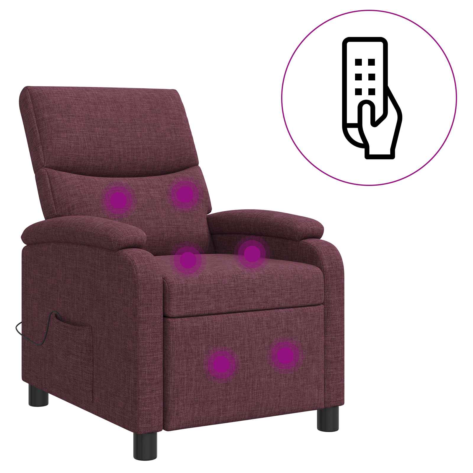Massage Recliner Paars Stof