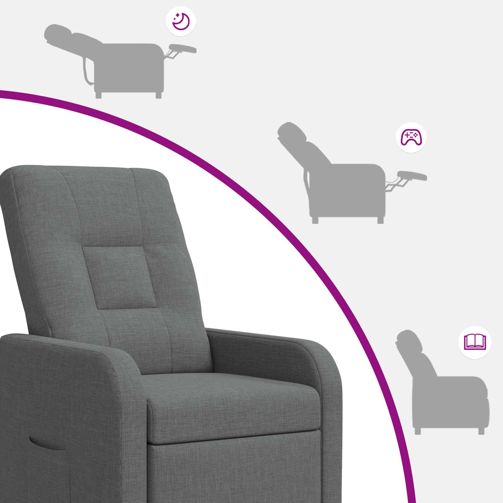 Relaxfauteuil Donkergrijs Stof