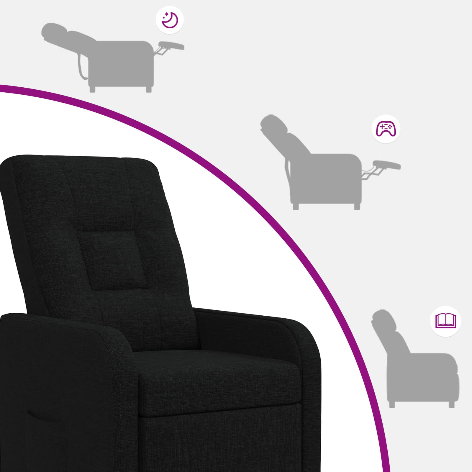 Relaxfauteuil Zwart Stof