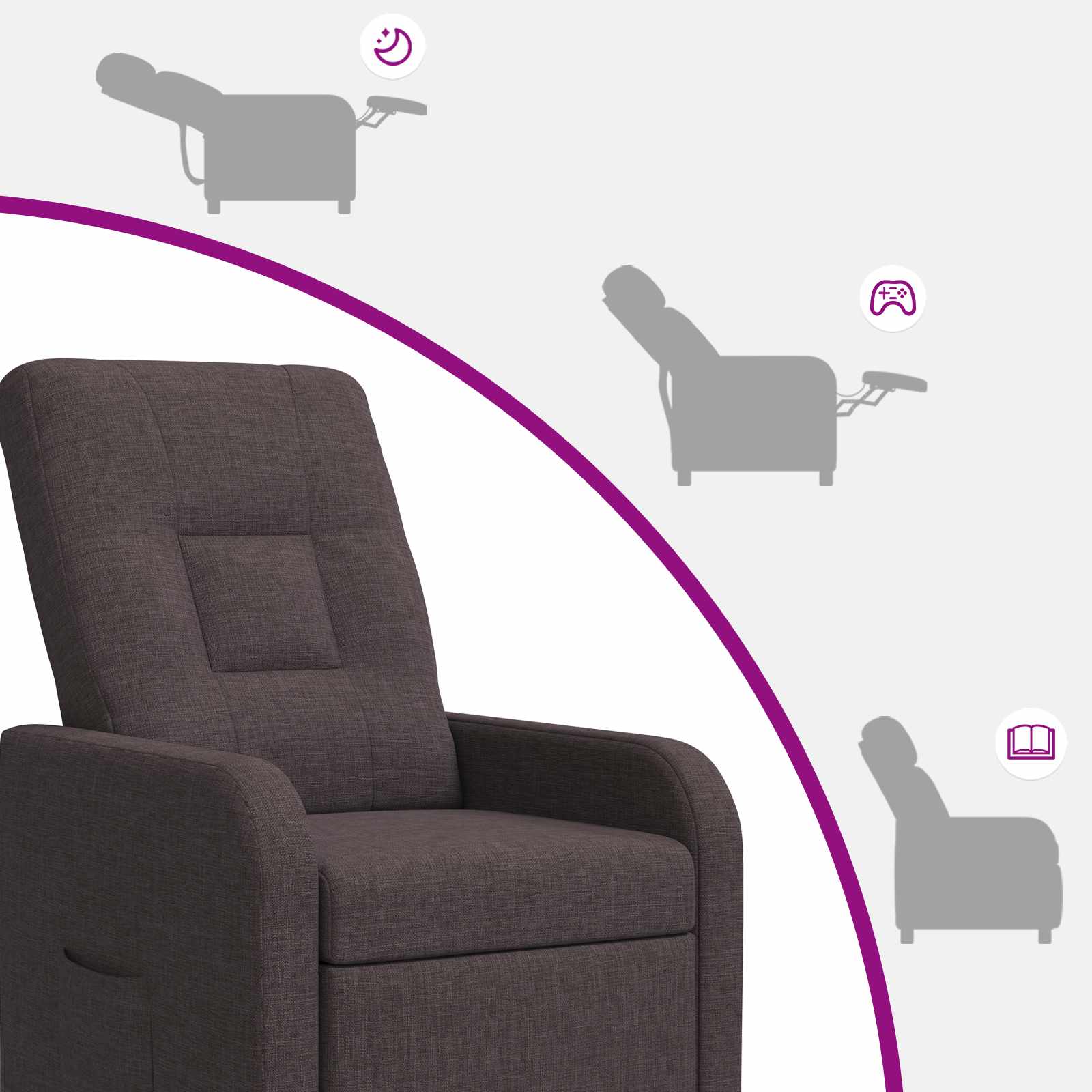 Relaxfauteuil Donkerbruin Stof