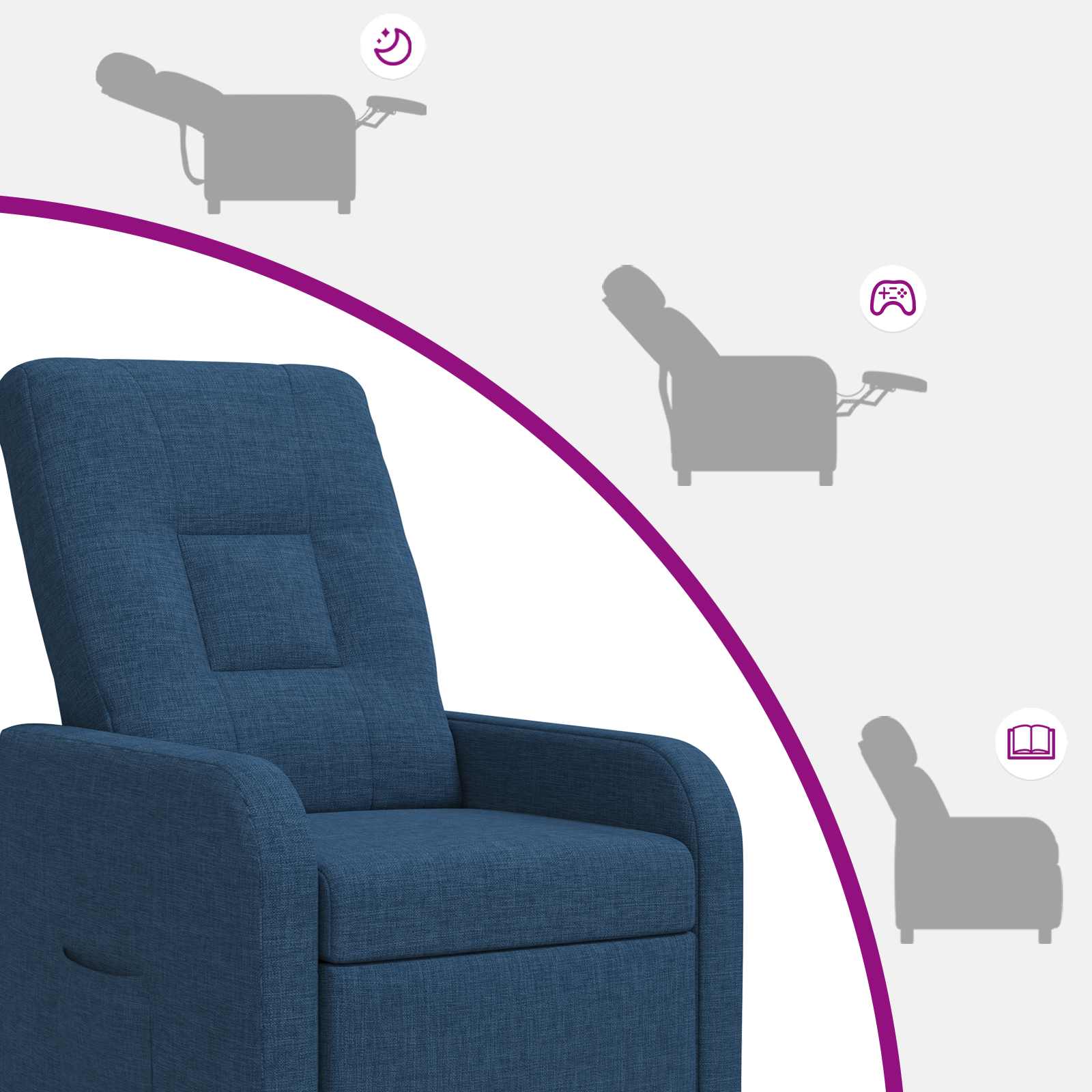 Relaxfauteuil Blauw Stof