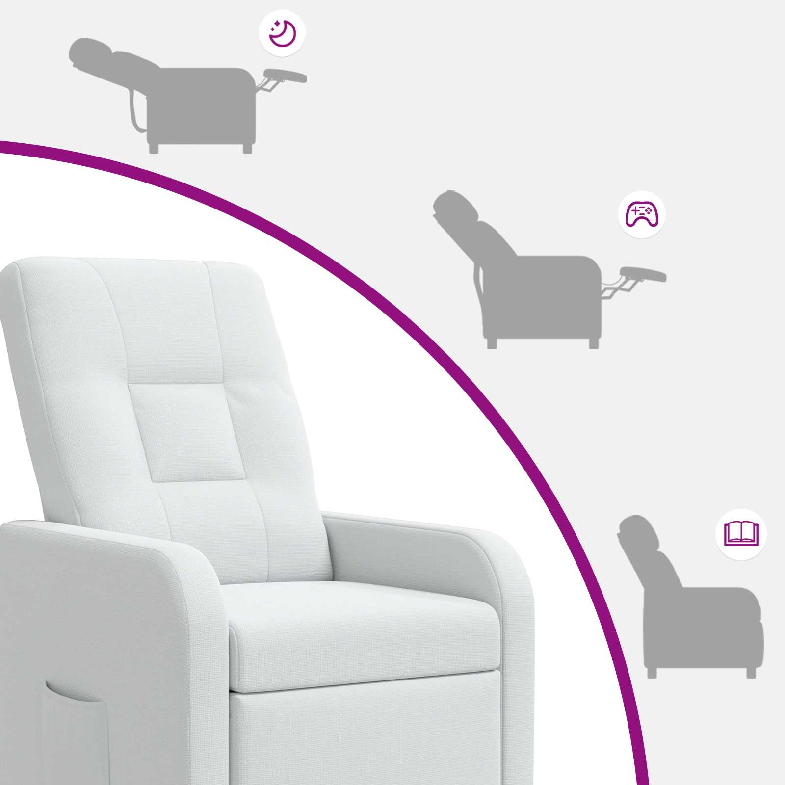 Relaxfauteuil Wit Stof