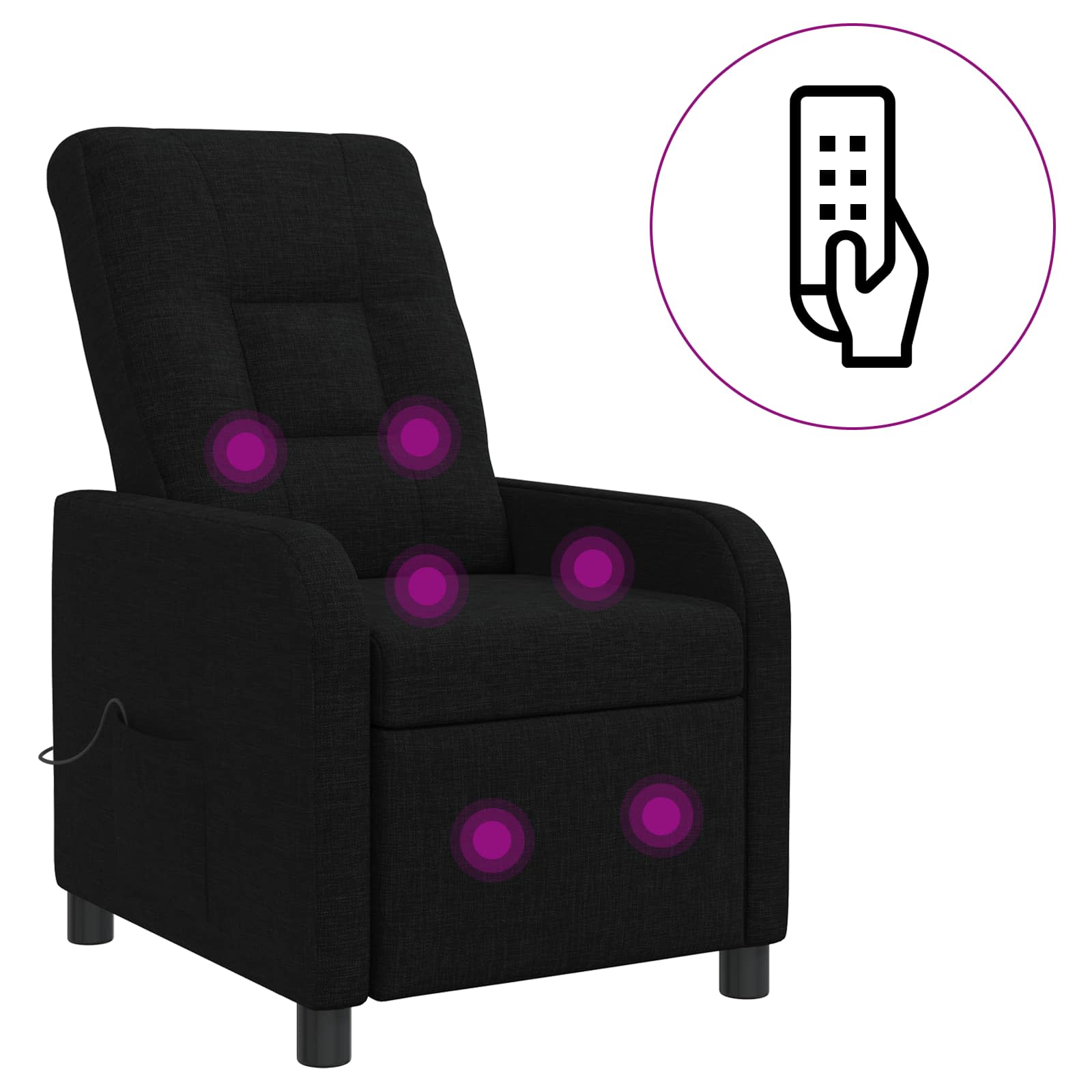 Massage Recliner Zwart Stof