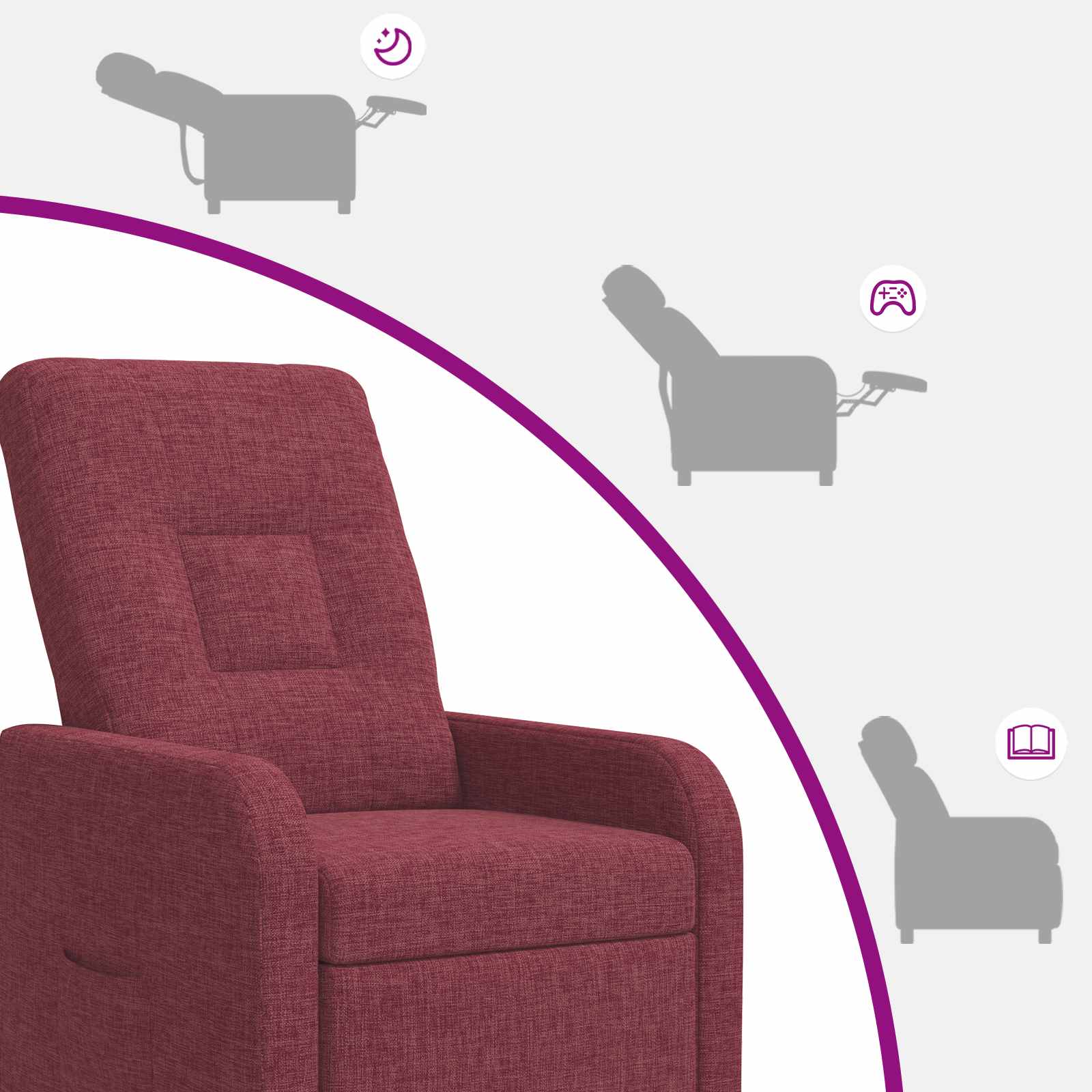 Massage Recliner Wijnrood Stof
