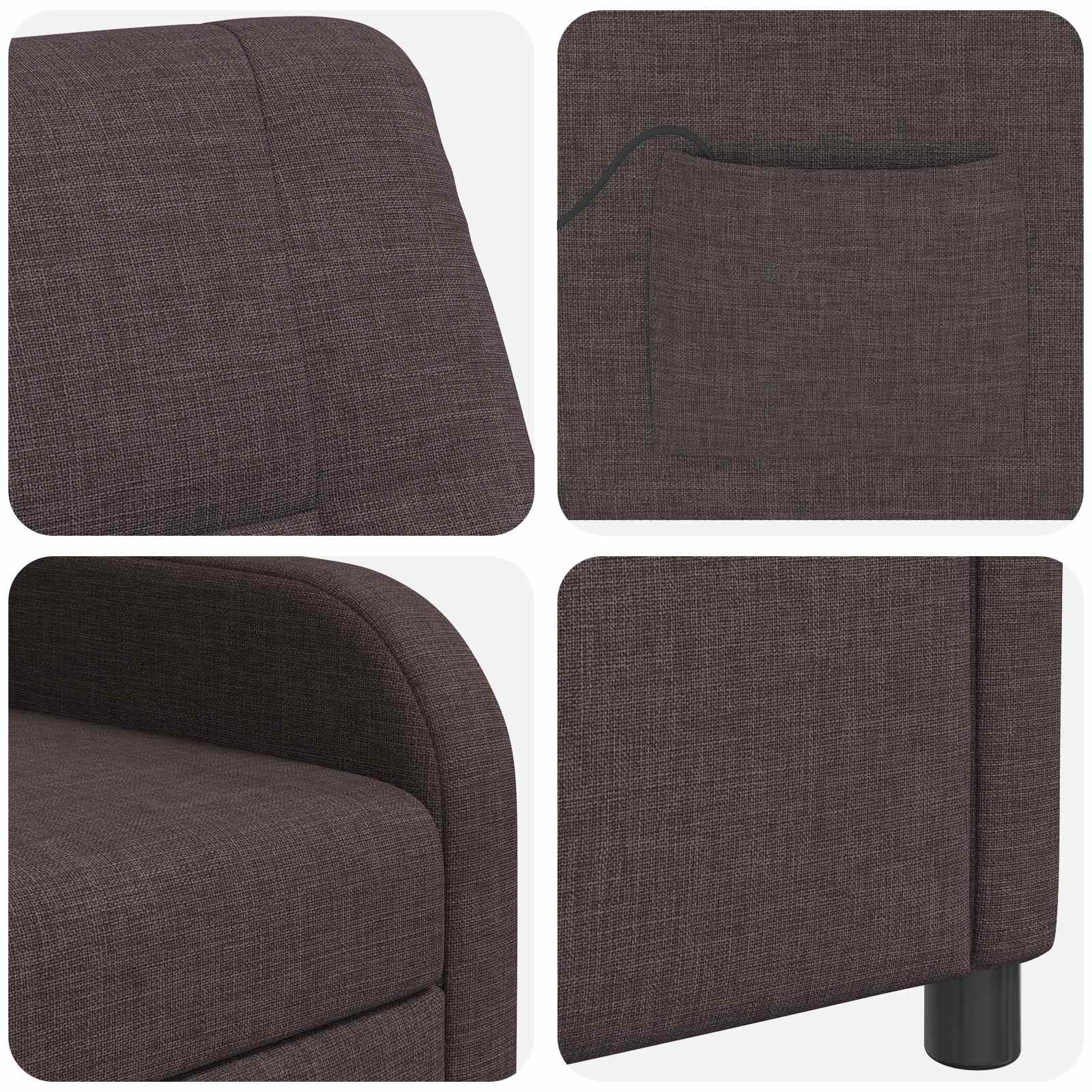 Massage Recliner Donkerbruin Stof