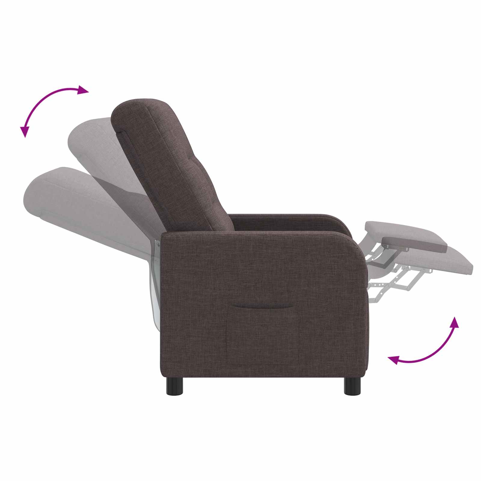 Massage Recliner Donkerbruin Stof