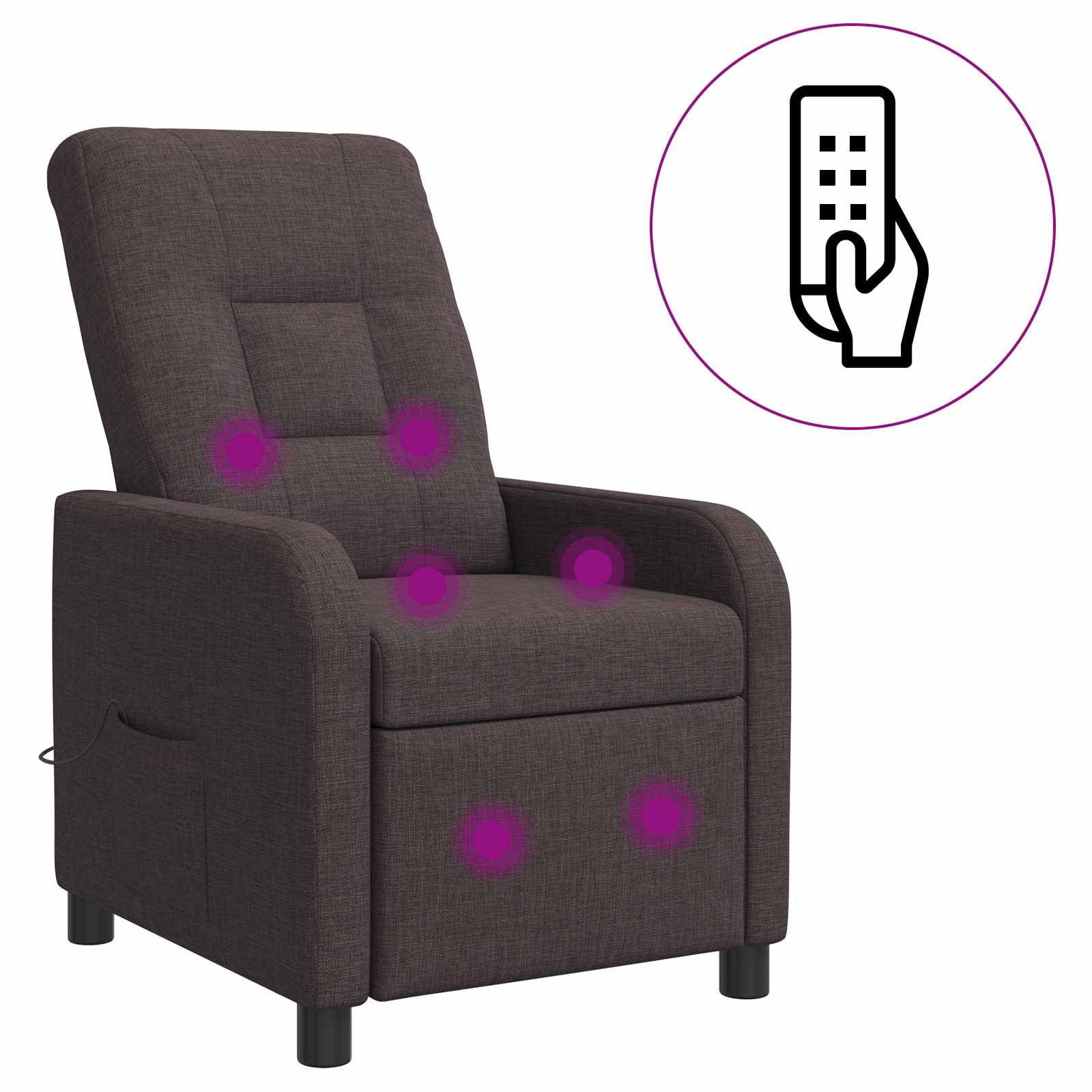 Massage Recliner Donkerbruin Stof