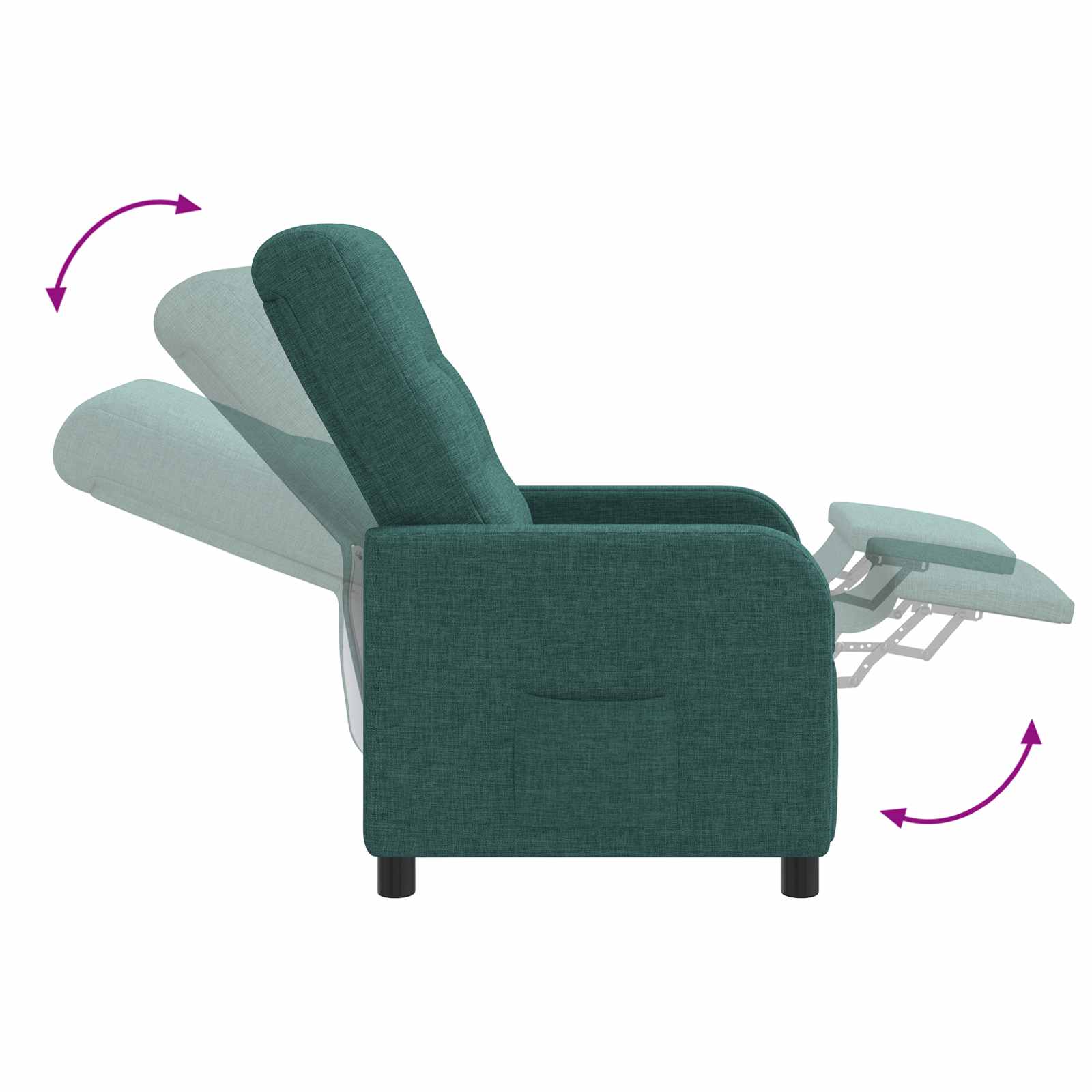 Massage Recliner Donkergroen Stof