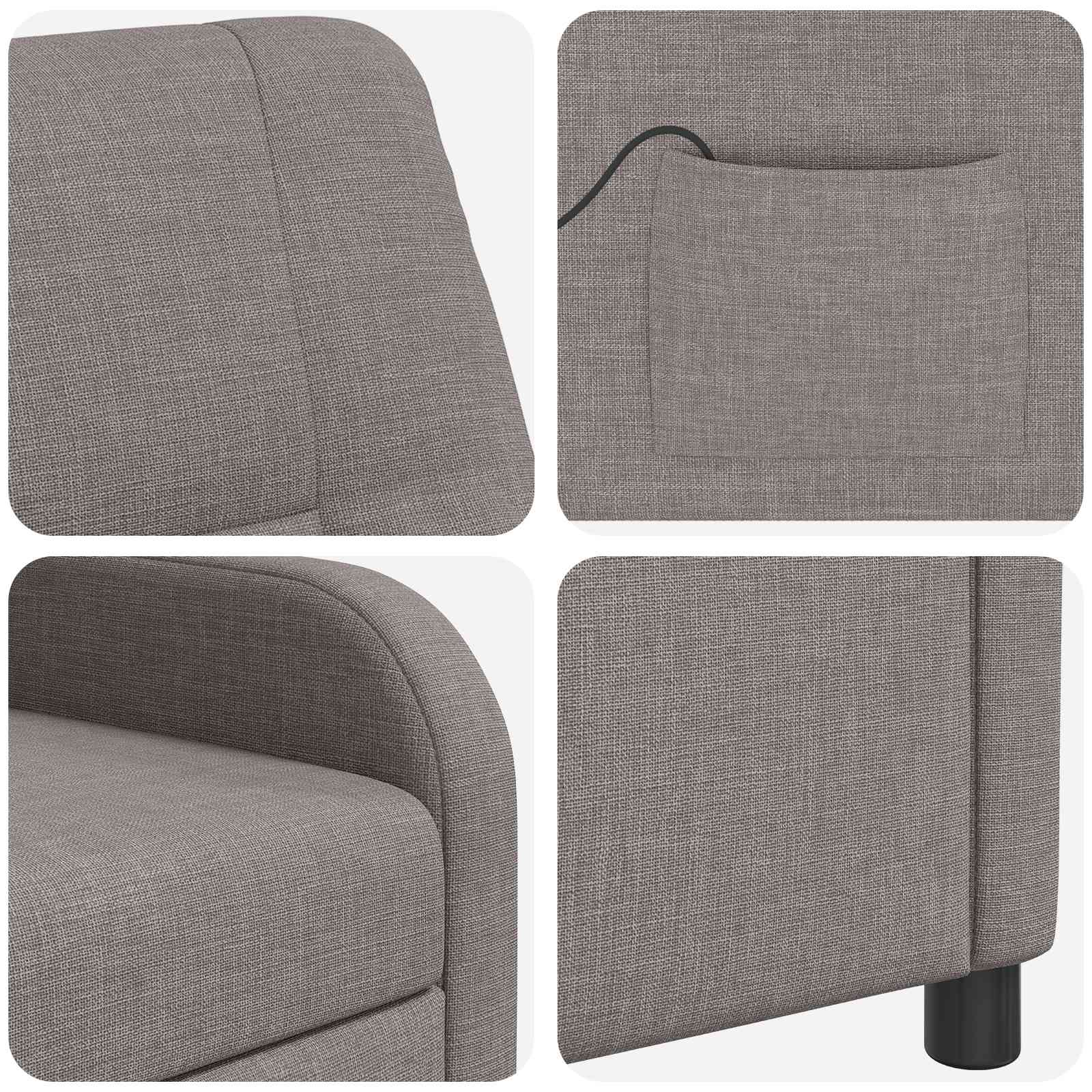 Massage Recliner Taupe Stof