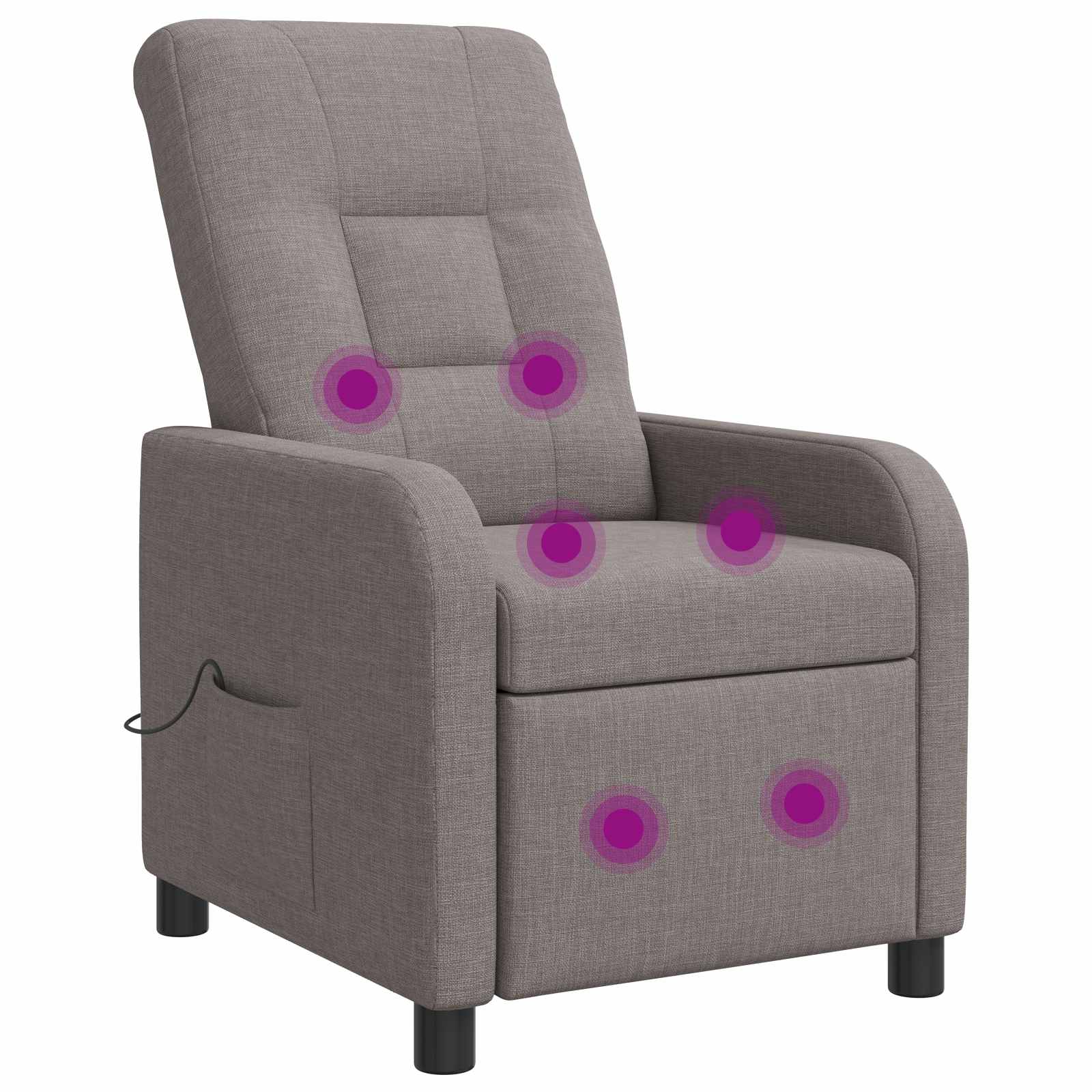Massage Recliner Taupe Stof