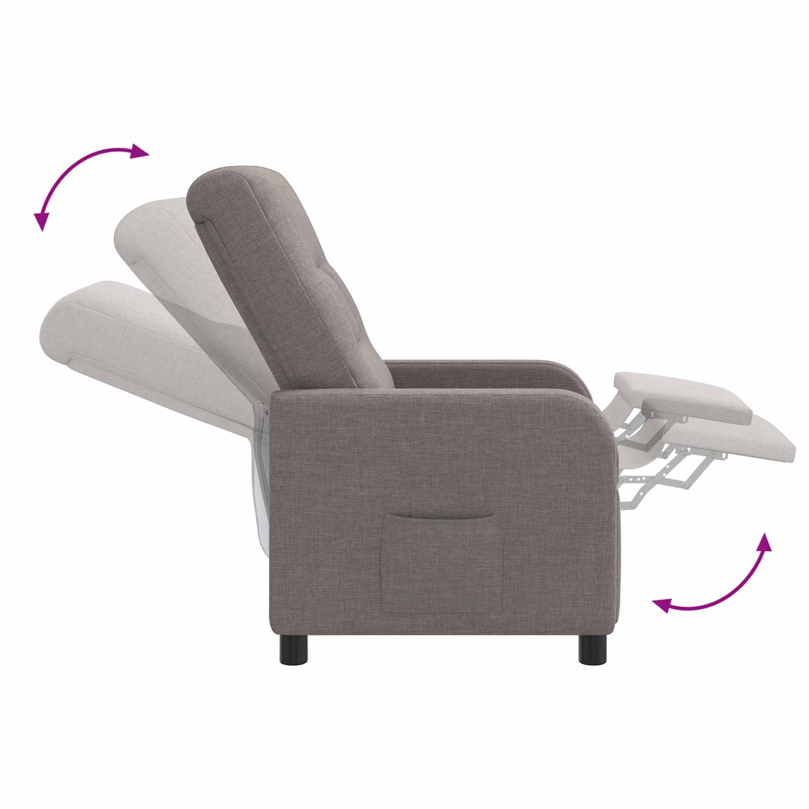 Massage Recliner Taupe Stof