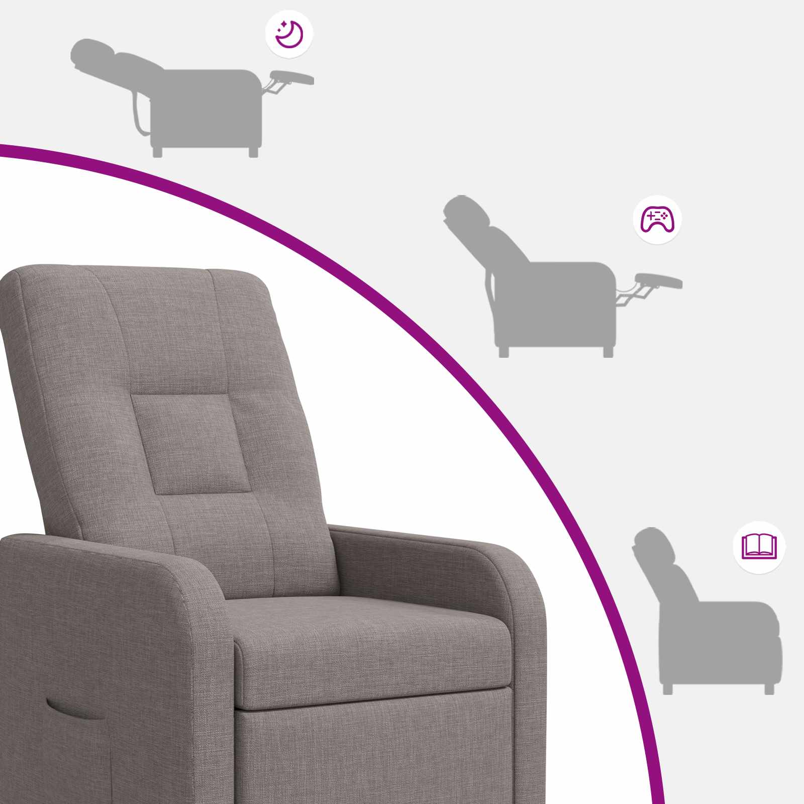 Massage Recliner Taupe Stof
