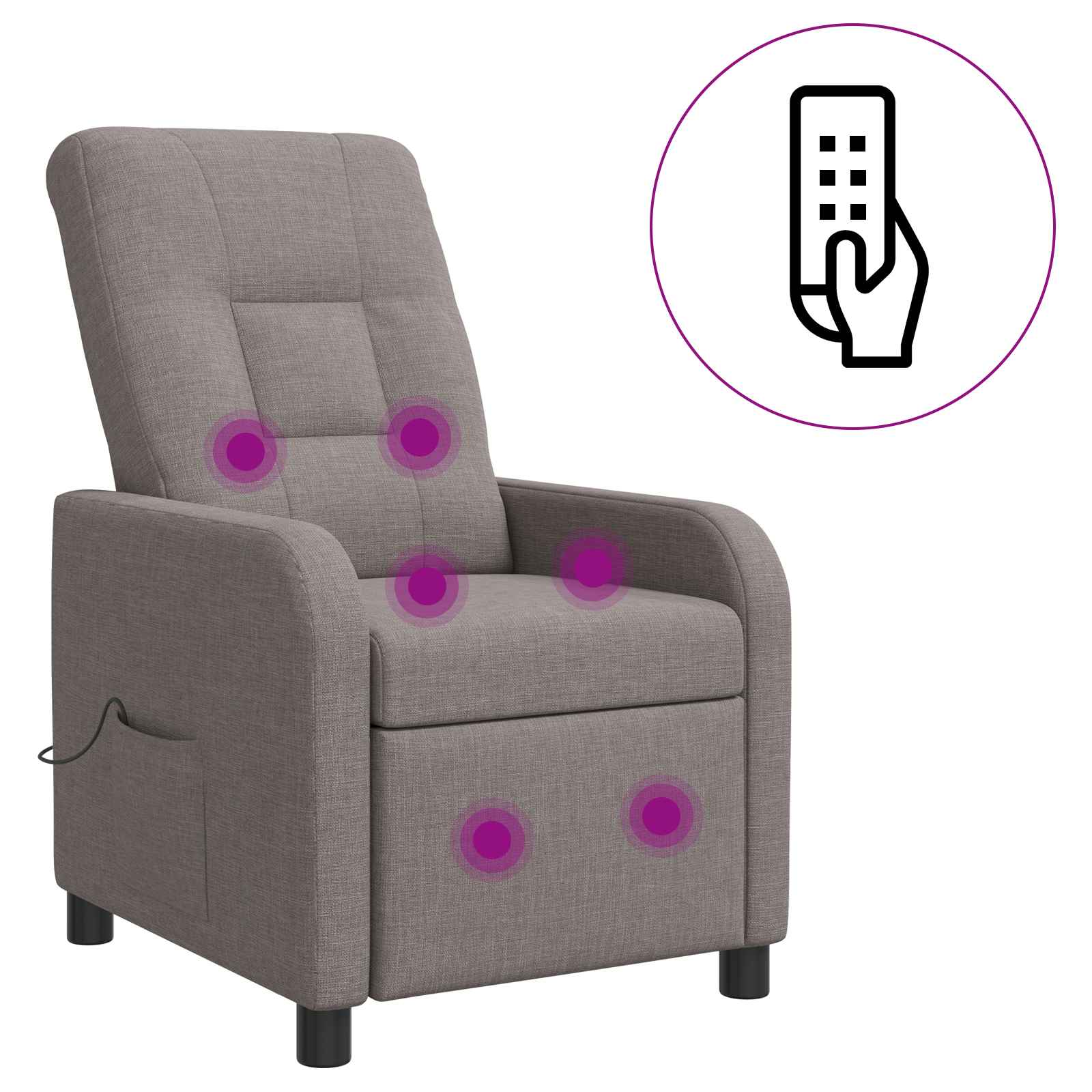Massage Recliner Taupe Stof