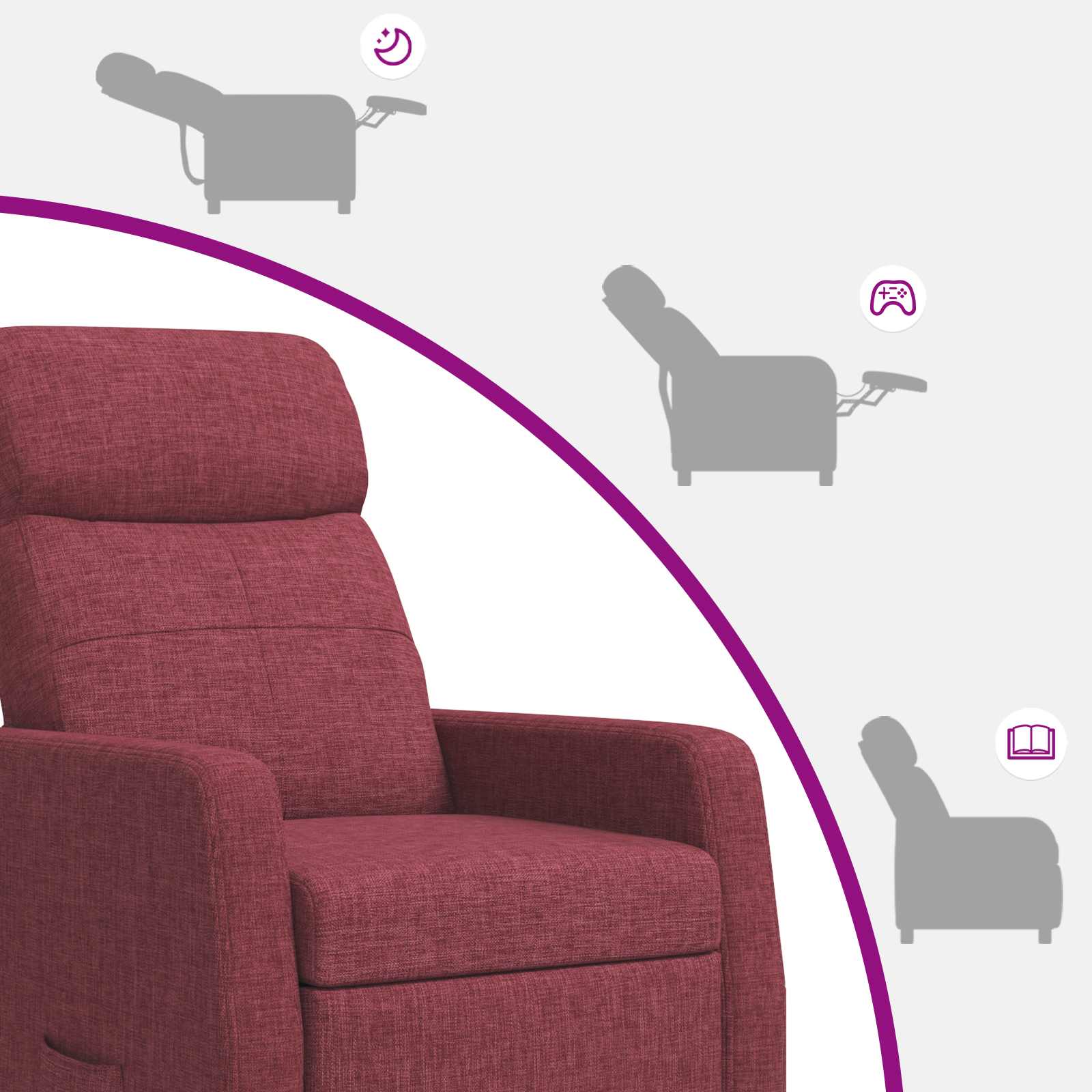 Relaxfauteuil Wijnrood Stof