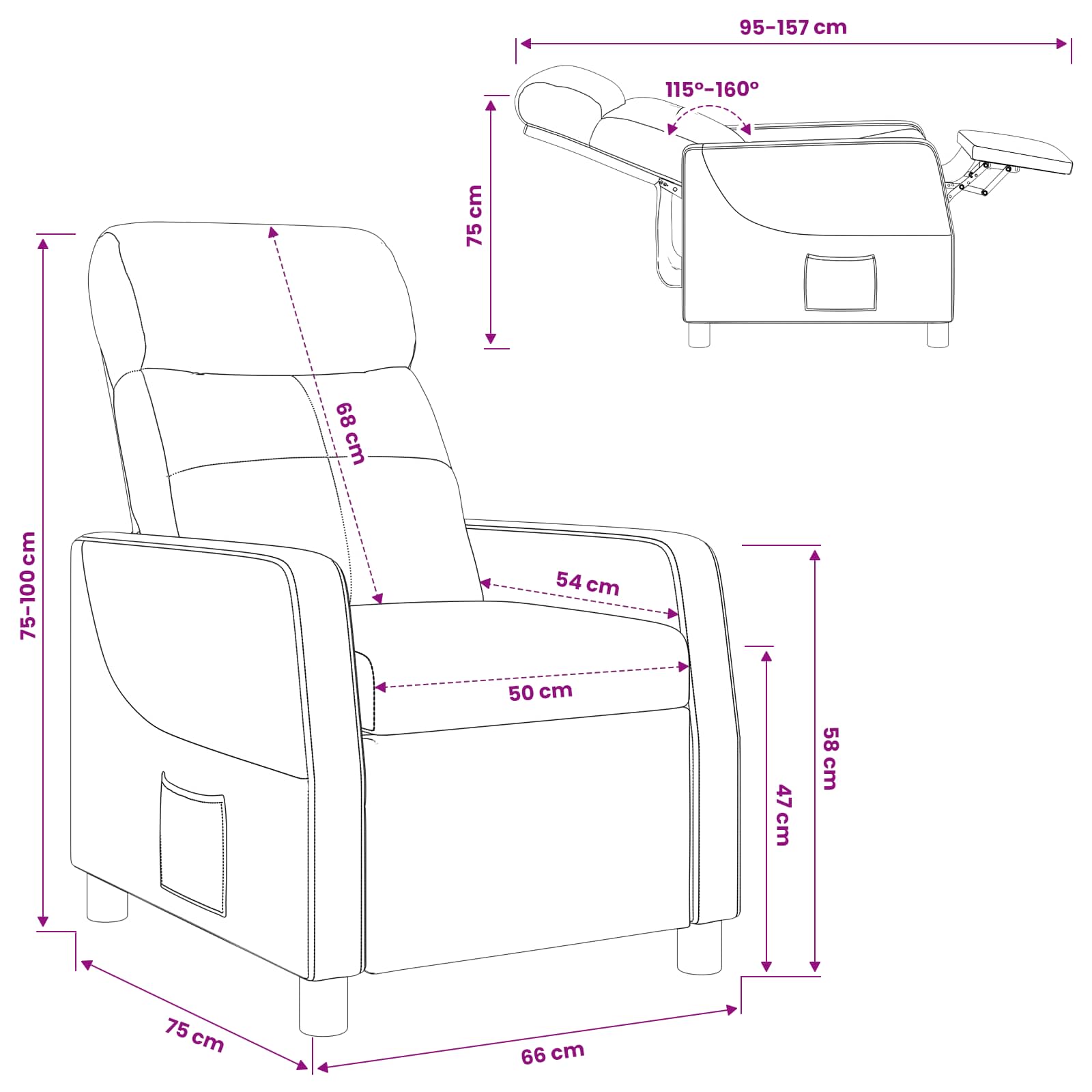 Relaxfauteuil Wijnrood Stof