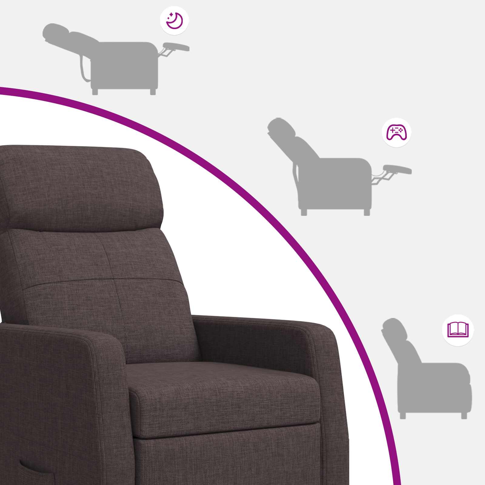 Relaxfauteuil Donkerbruin Stof
