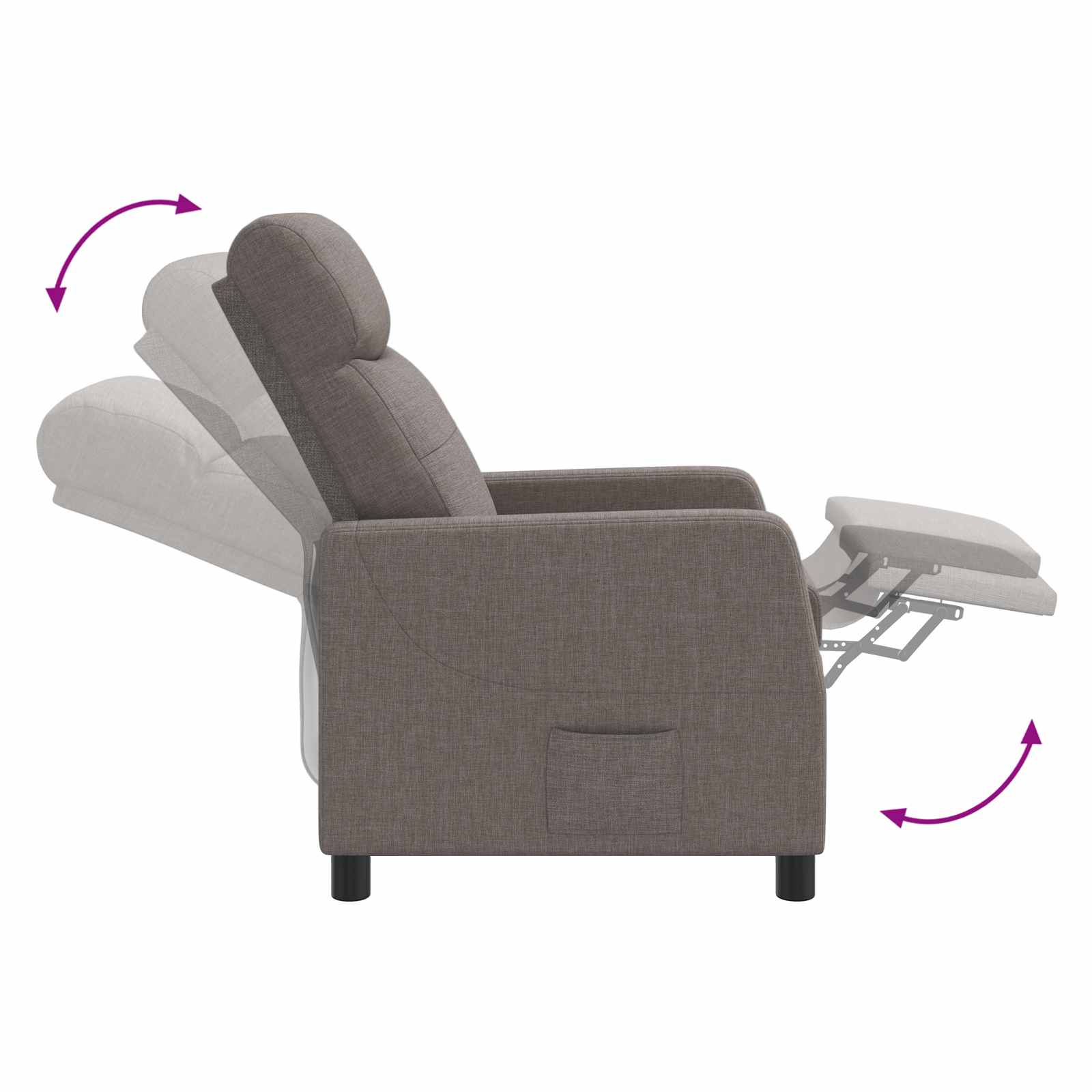 Relaxfauteuil Taupe Stof