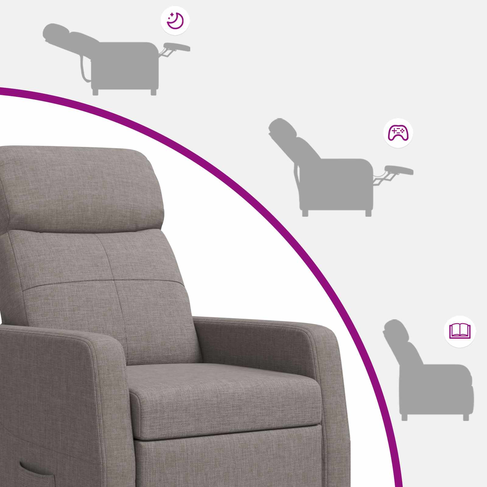 Relaxfauteuil Taupe Stof
