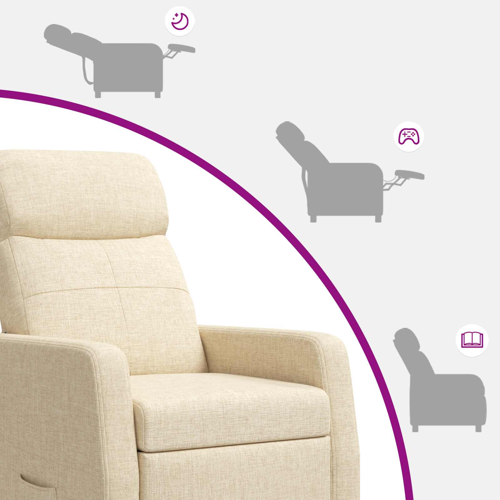 Relaxfauteuil Crèmekleurig Stof