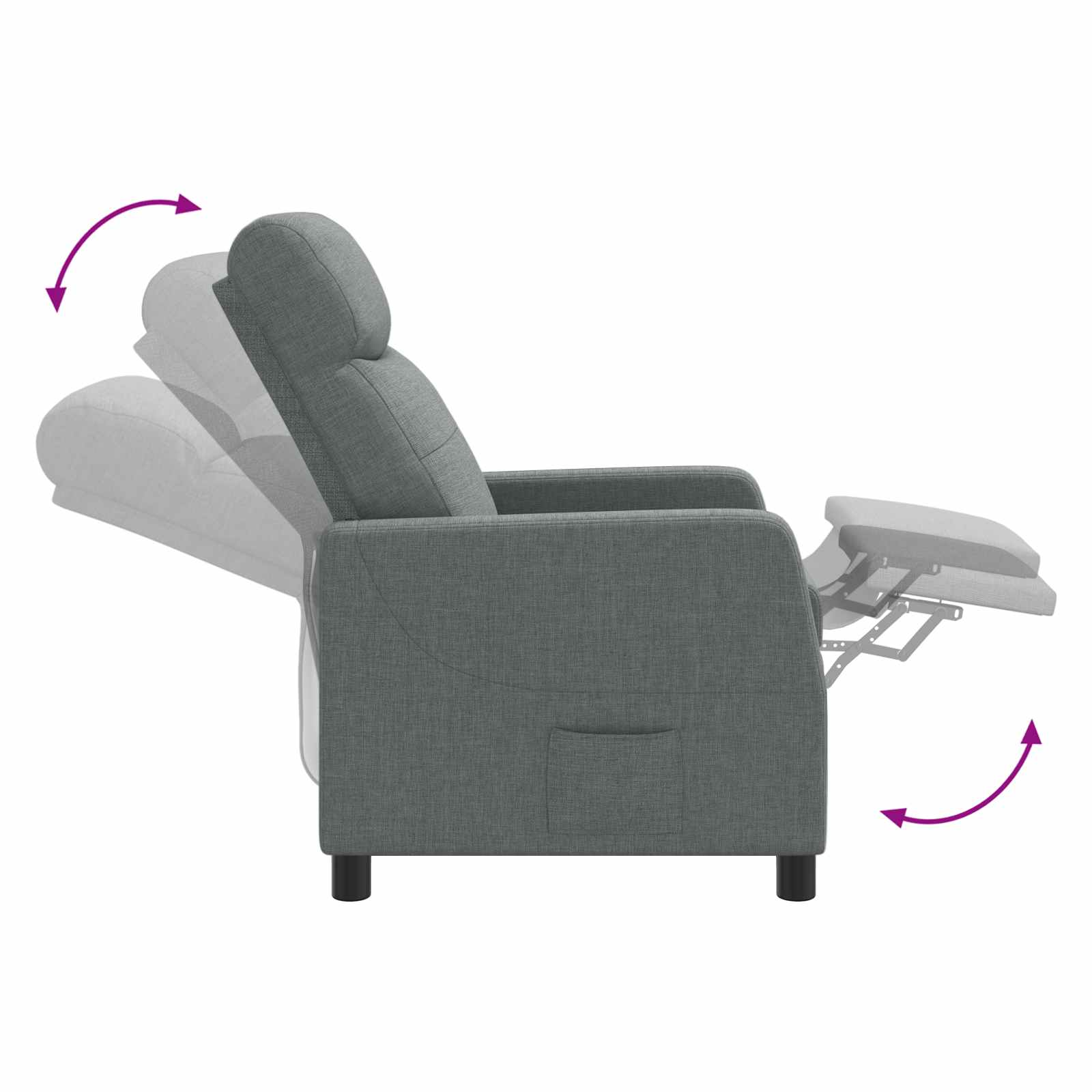 Massage Recliner Donkergrijs Stof