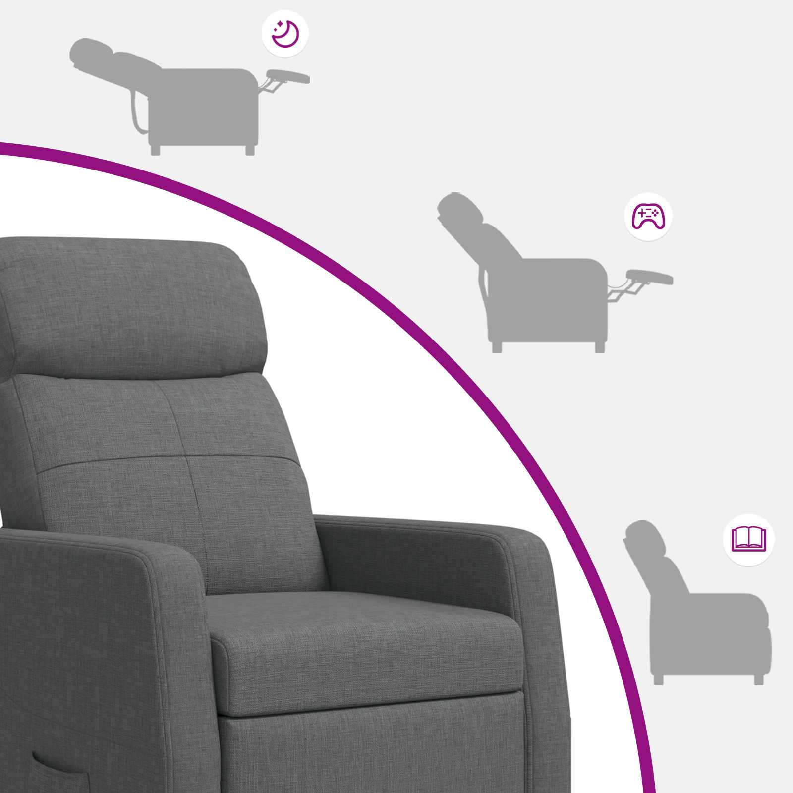 Massage Recliner Donkergrijs Stof