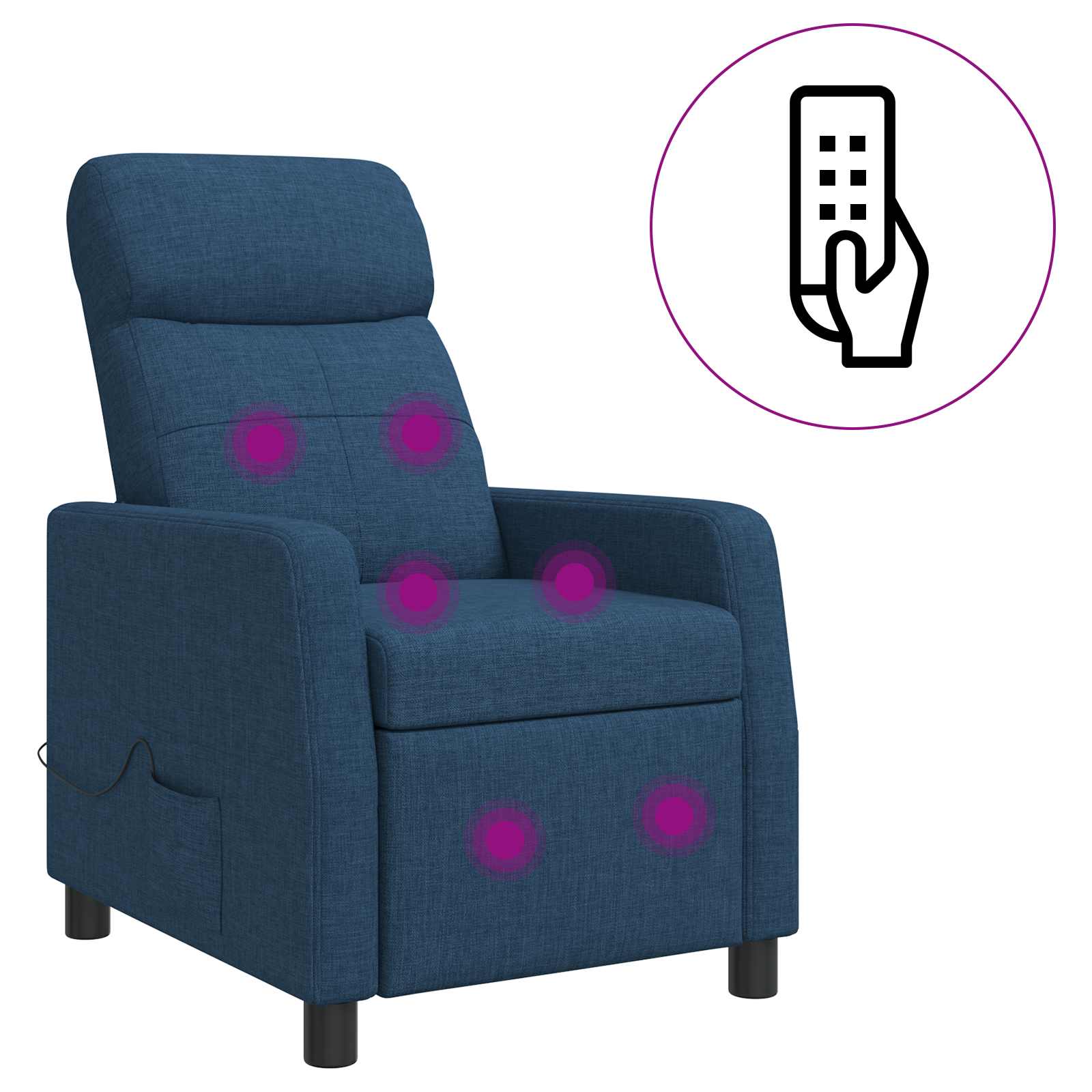 Massage Recliner Blauw Stof