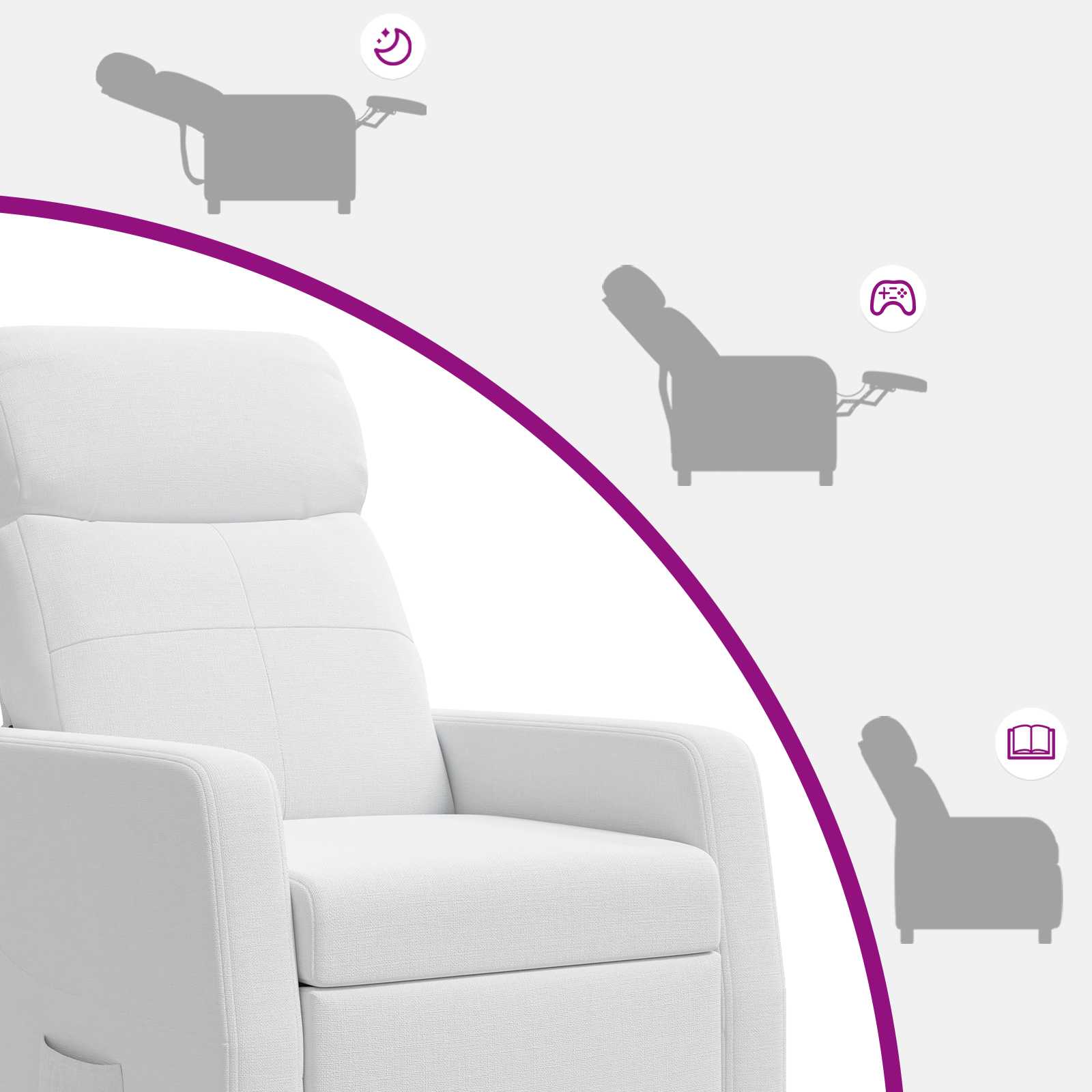 Massage Recliner Wit Stof