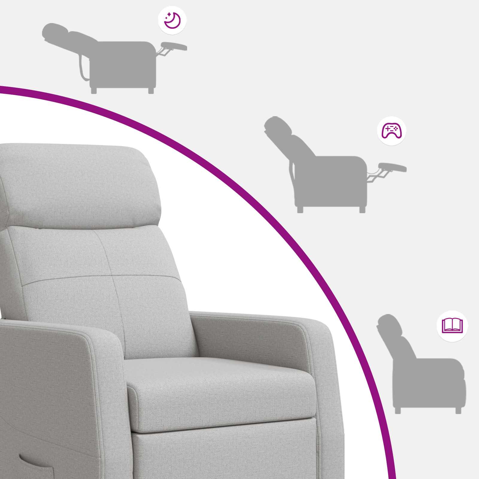 Massage Recliner Wolkengrijs Stof Wolkengrijze stof