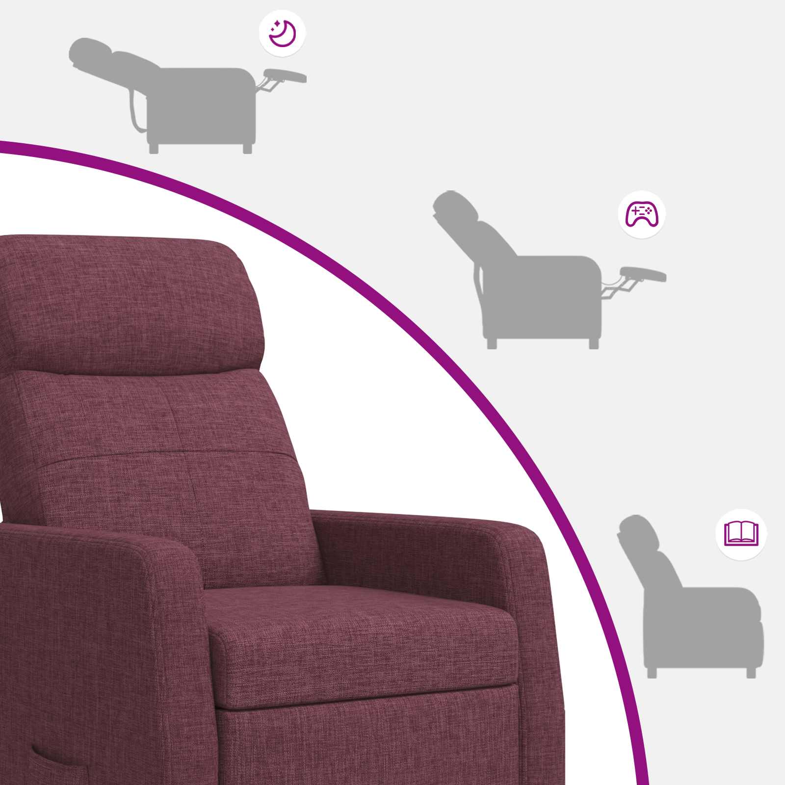 Massage Recliner Paars Stof