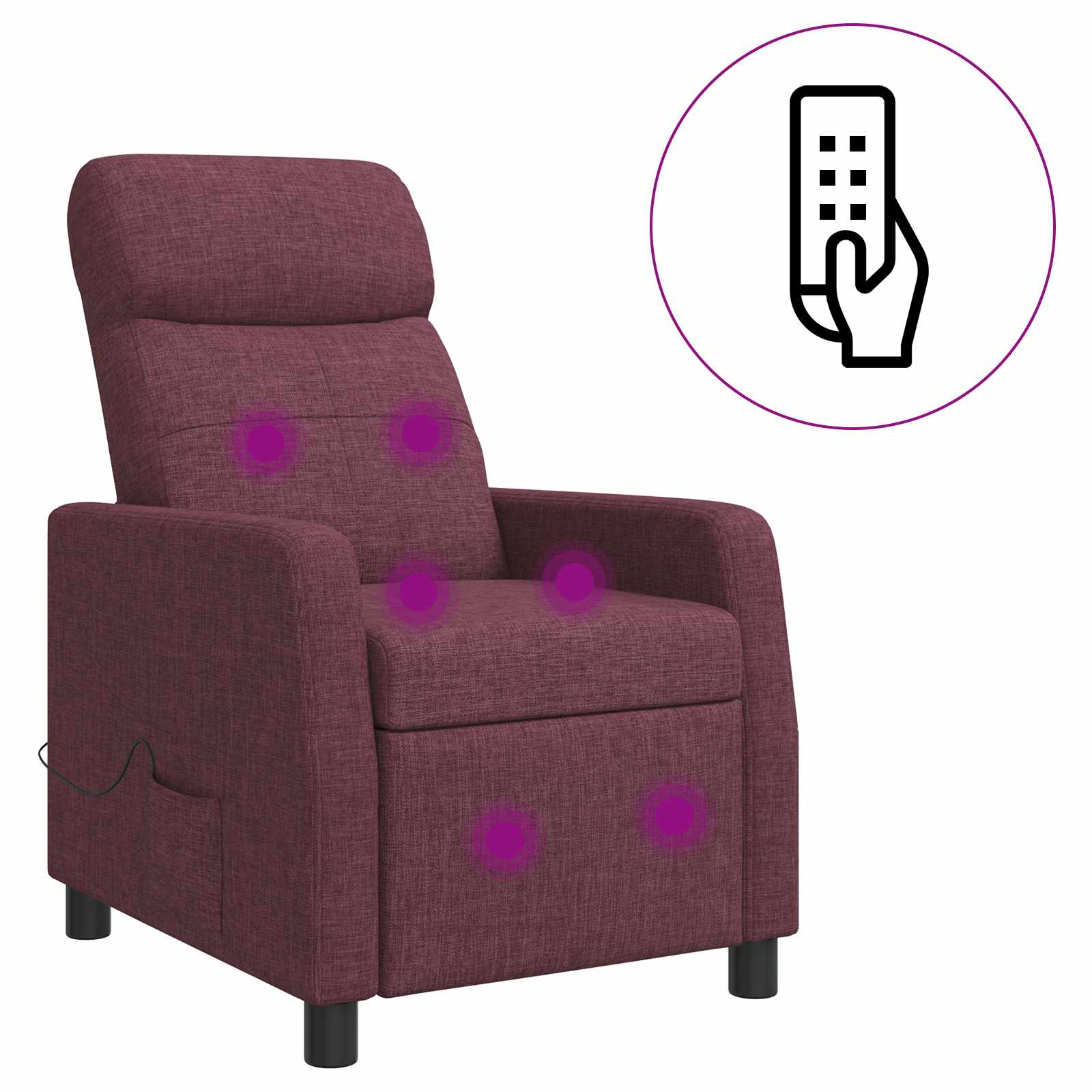 Massage Recliner Paars Stof