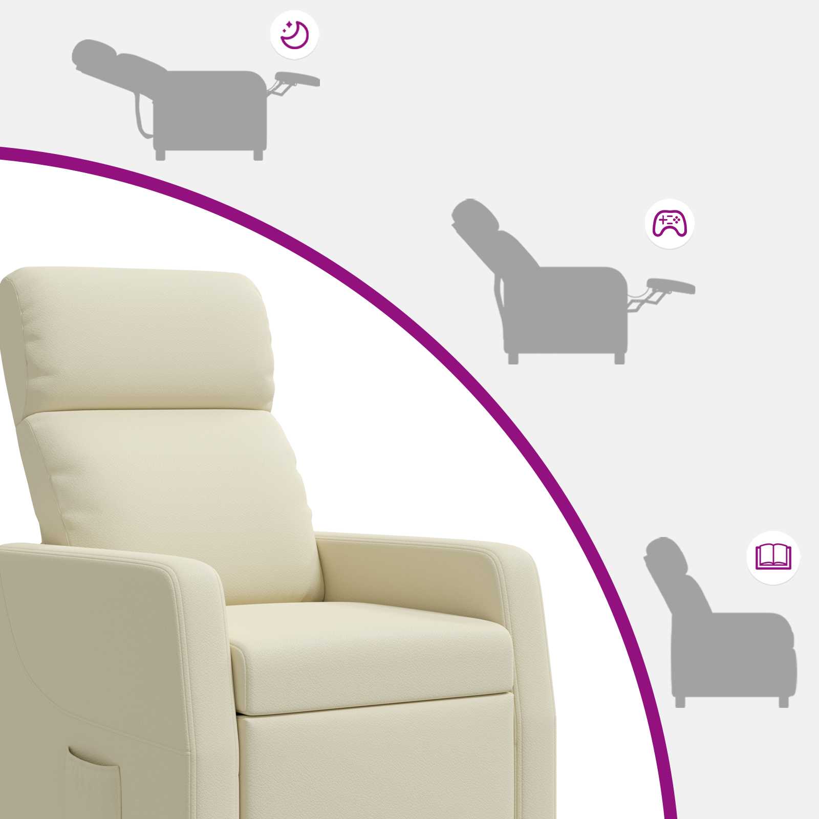 Relaxfauteuil Crèmekleurig Kunstleer
