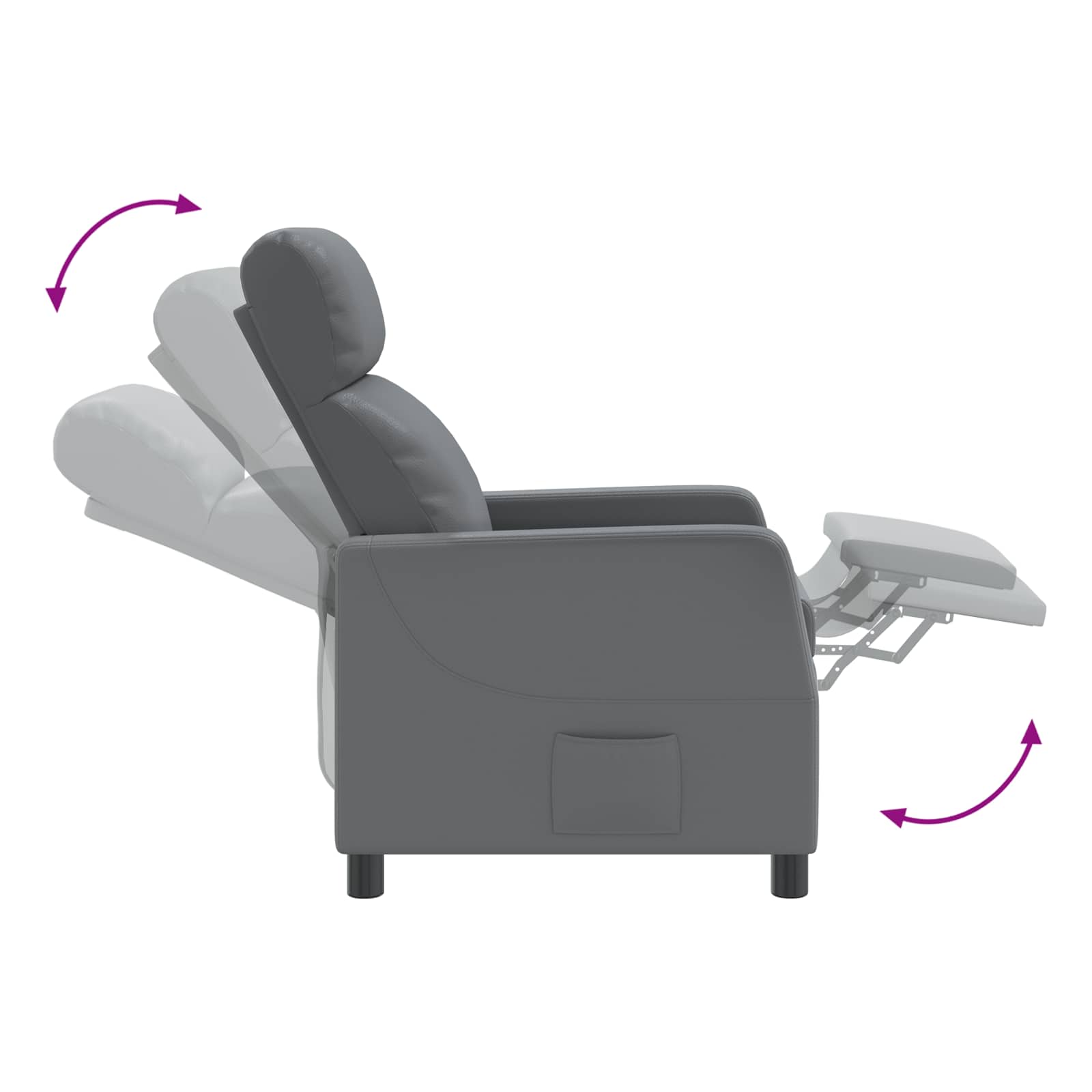 Relaxfauteuil Grijs Kunstleer