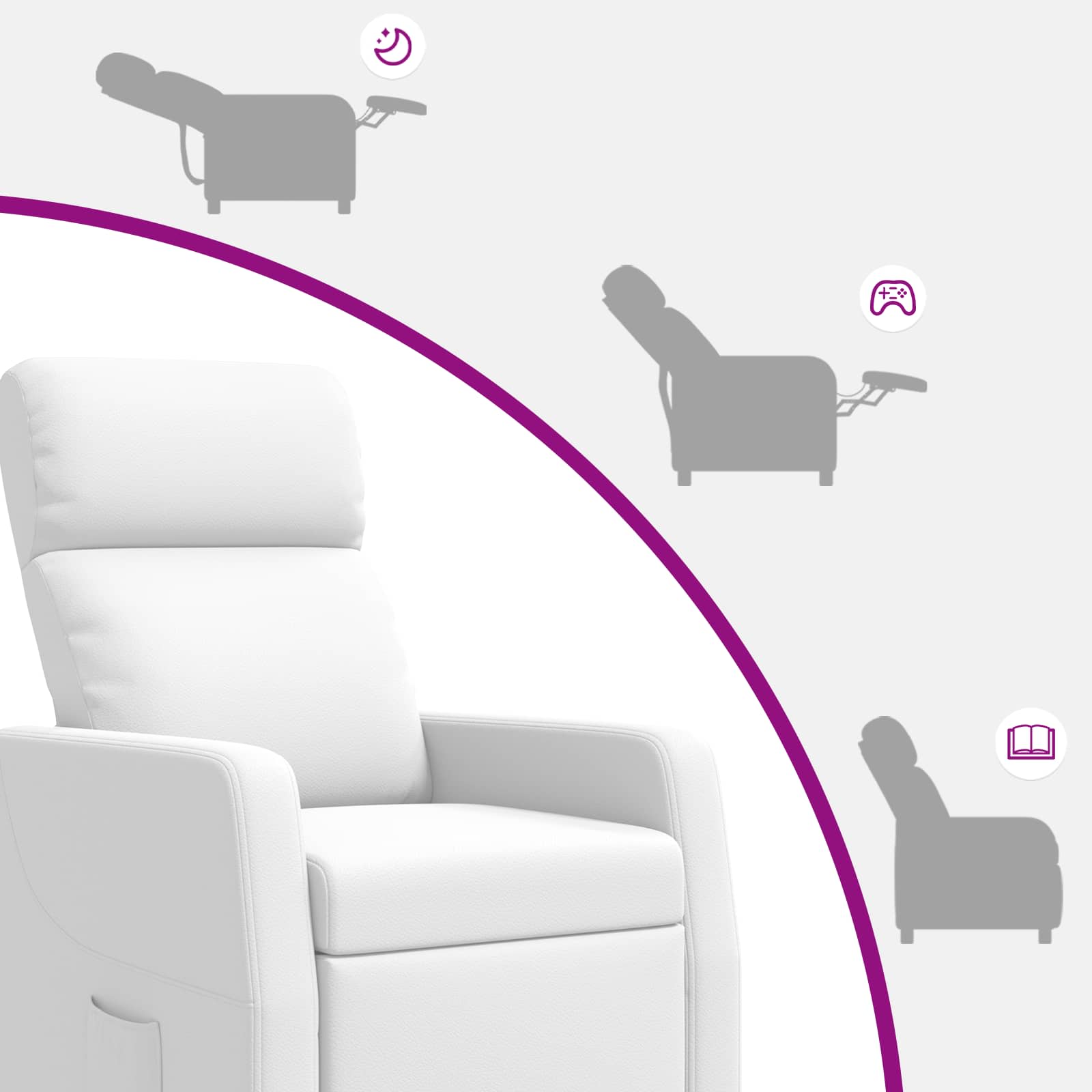 Relaxfauteuil Wit Kunstleer