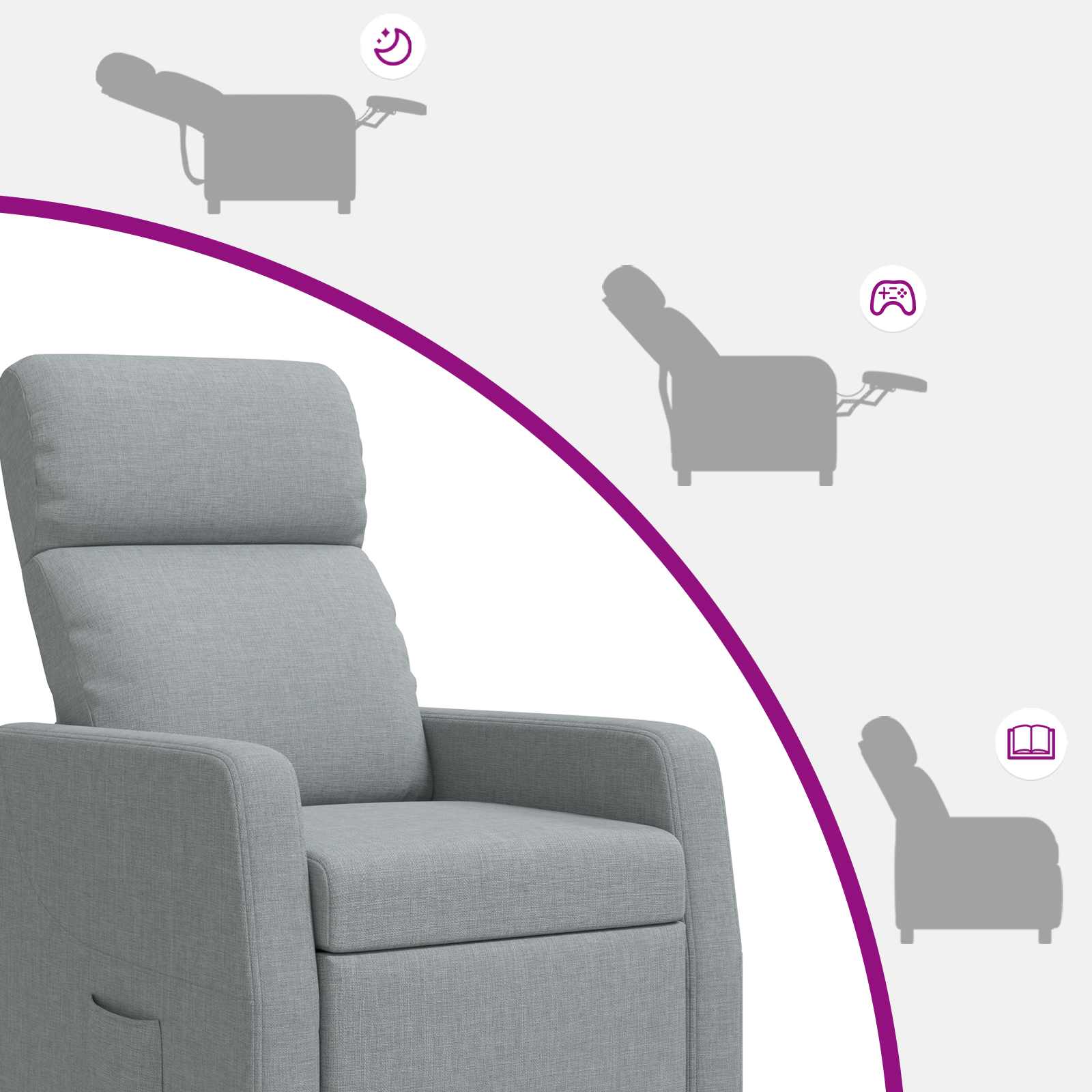 Relaxfauteuil Lichtgrijs Stof