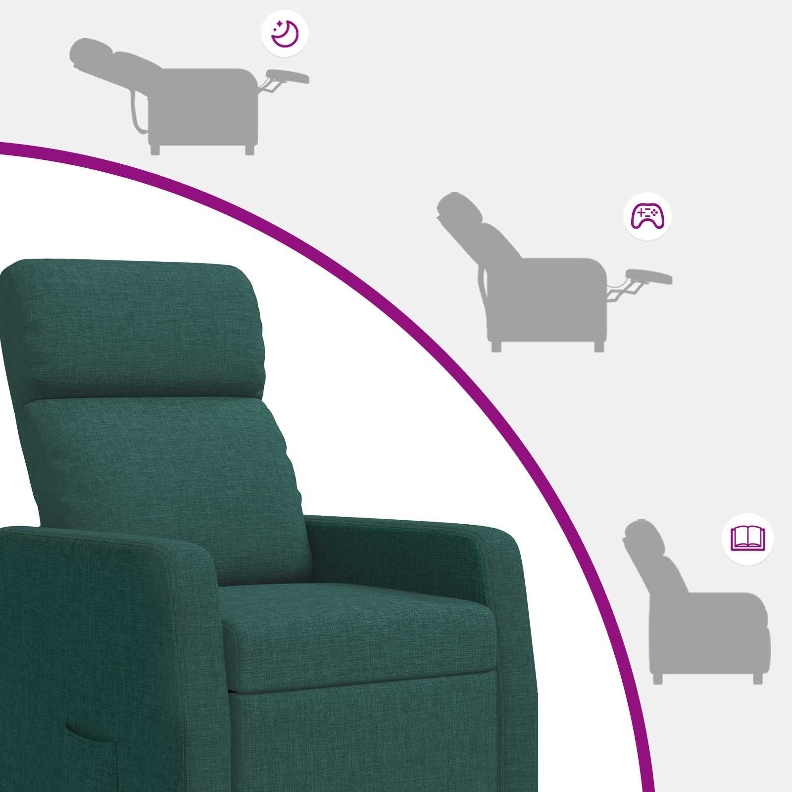Relaxfauteuil Donkergroen Stof