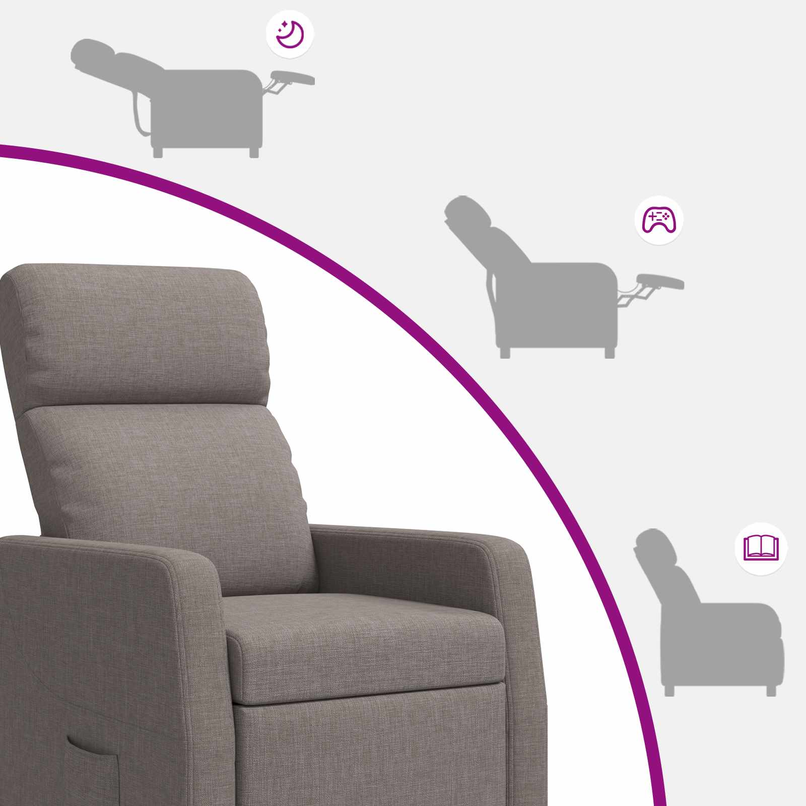 Relaxfauteuil Taupe Stof