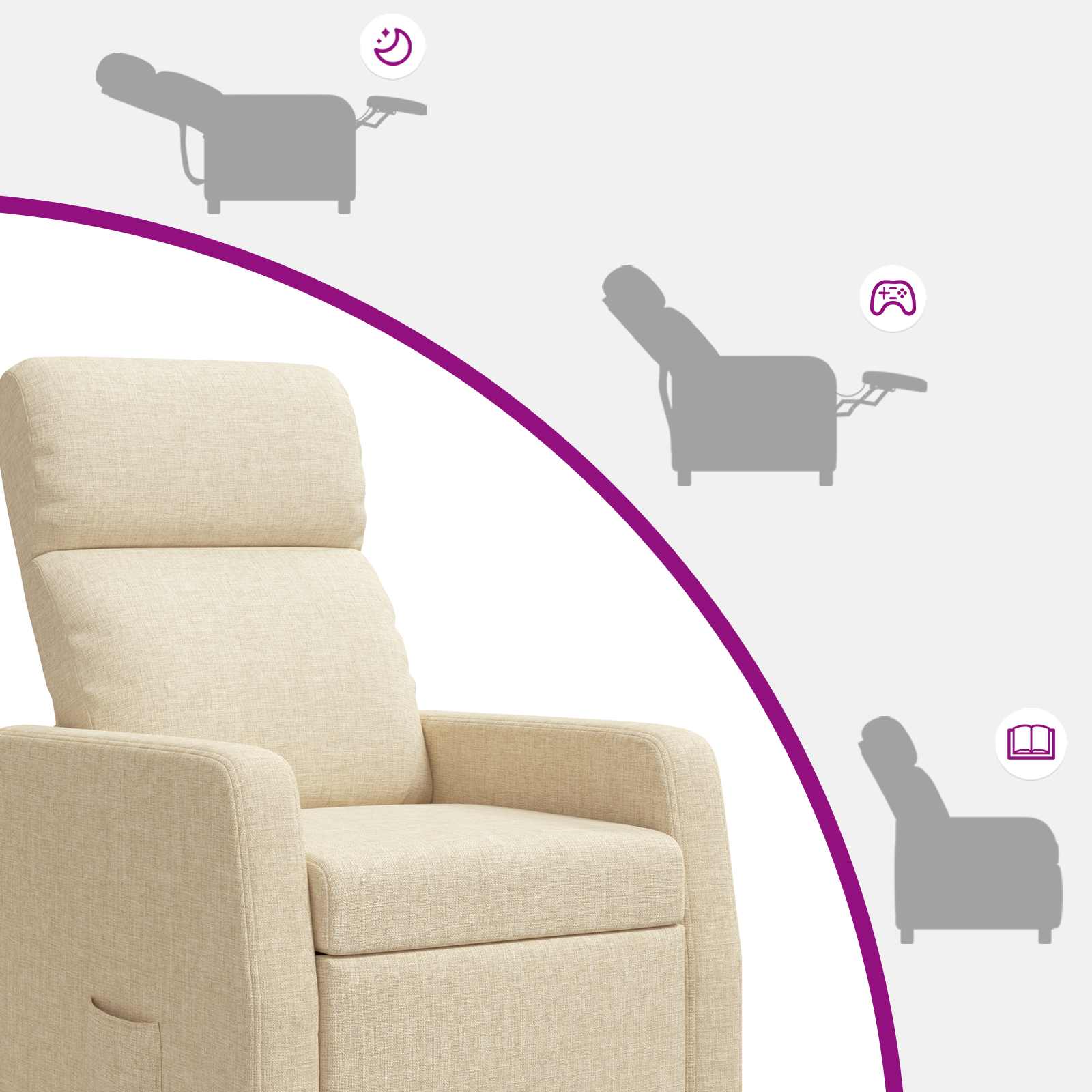 Relaxfauteuil Crèmekleurig Stof